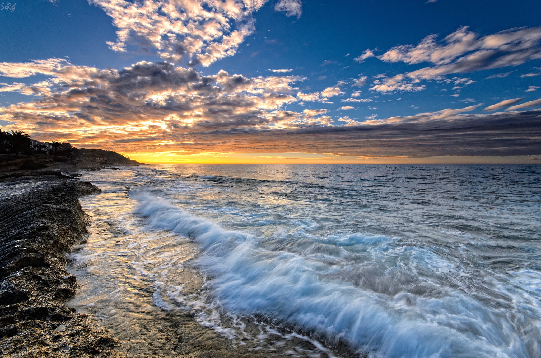 Mediterranean Sea, Sunrise, Blue sky, Serene beauty, 2050x1360 HD Desktop