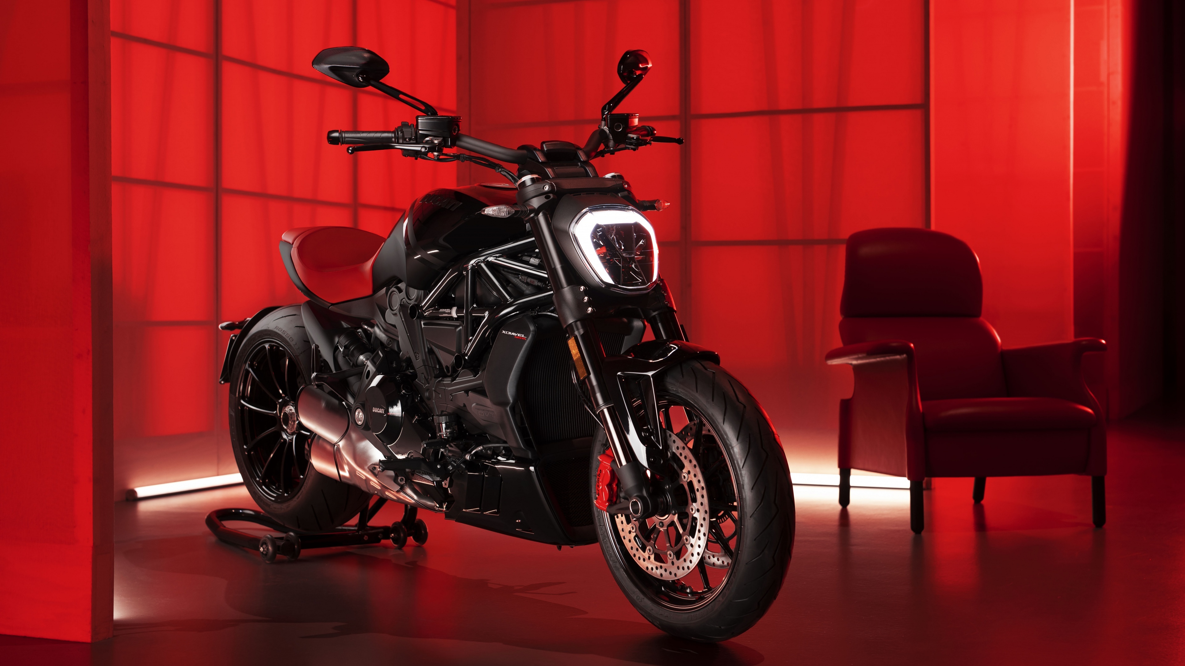 Ducati XDiavel, Limited edition, Sporty cruiser motorcycle, Red background, 3840x2160 4K Desktop