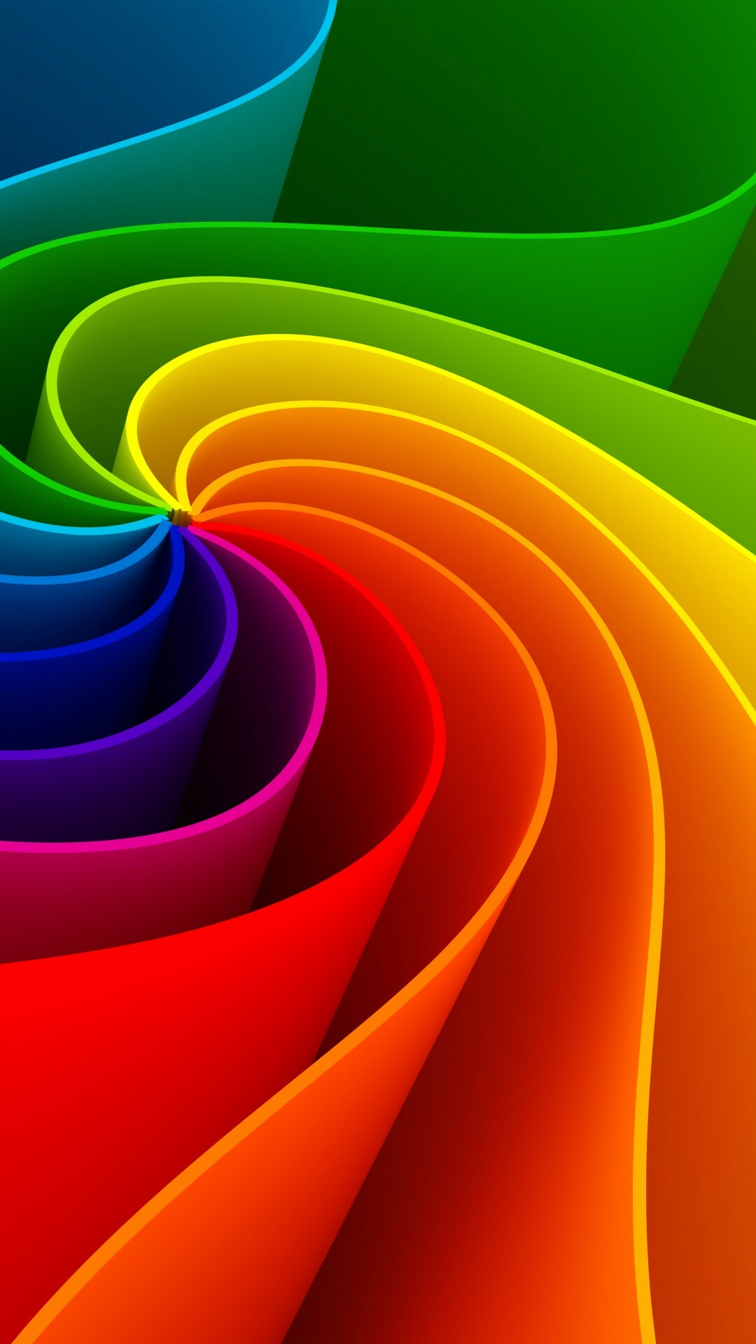 Rainbow Colors: Swirl, Digital art, Symmetry section, Multitone. 1080x1920 Full HD Wallpaper.