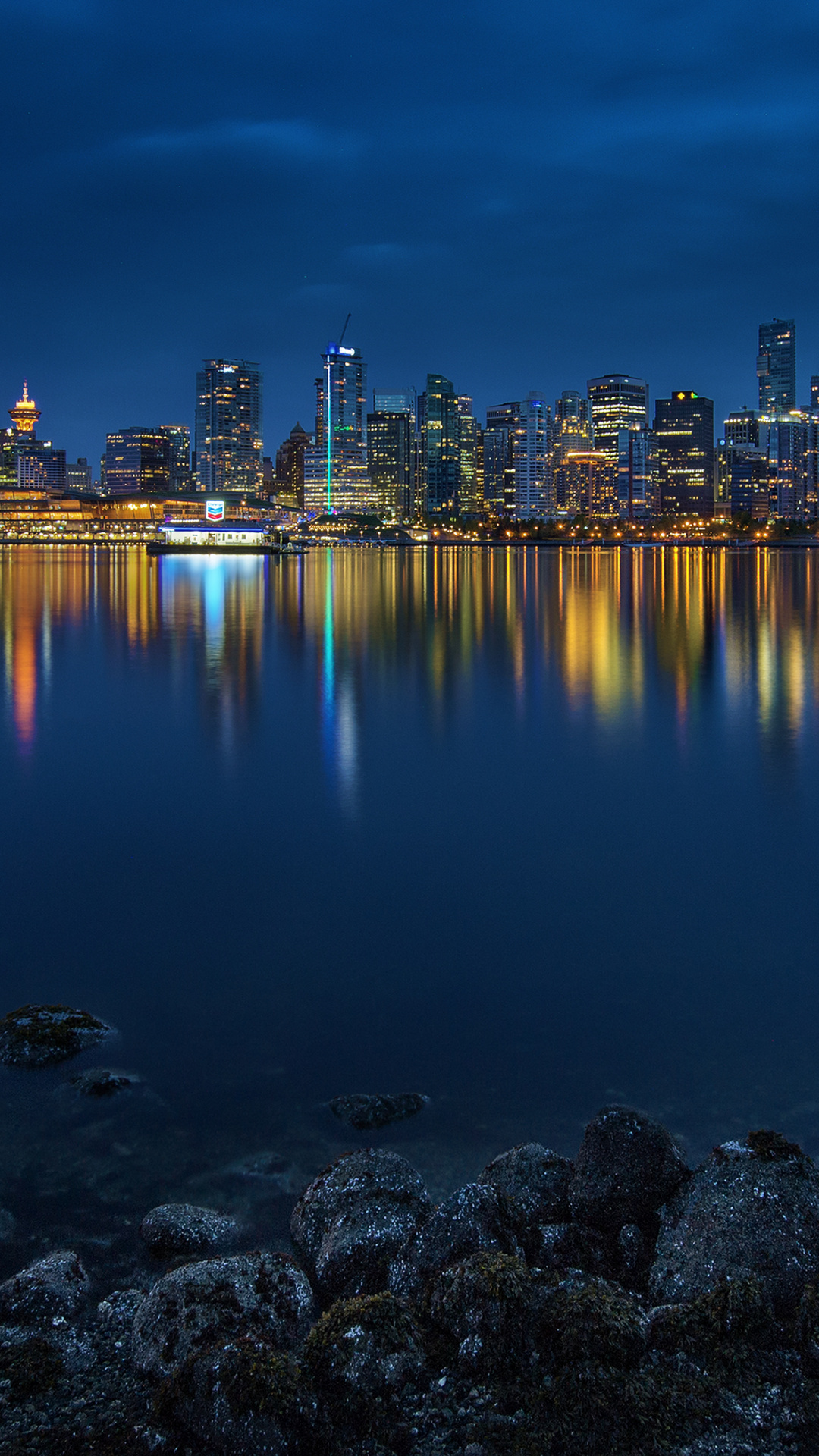 Photos of Vancouver, Canada, Stanley Park bay at night, Coastal cityscapes, Captivating views, 1080x1920 Full HD Phone