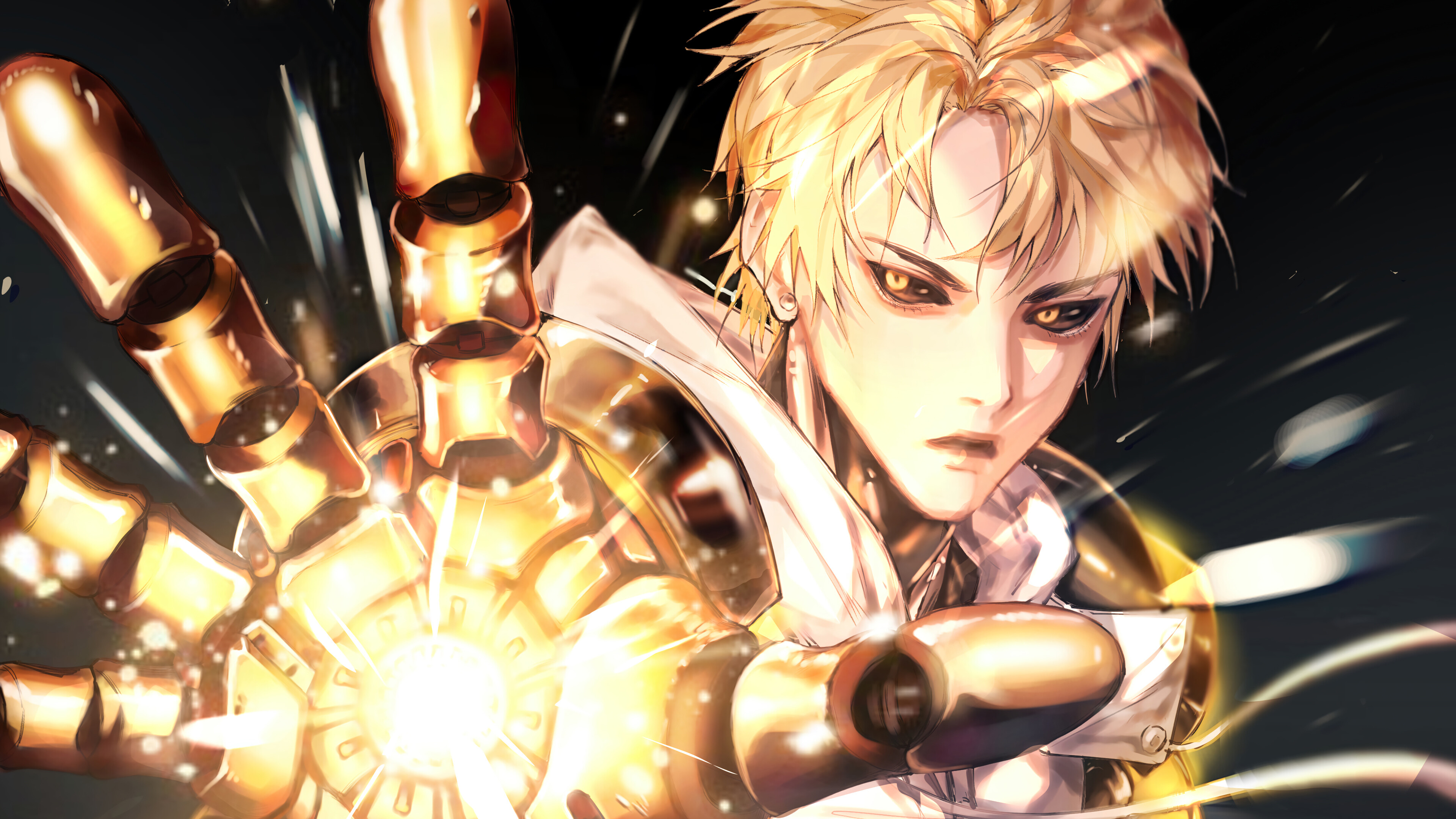 Genos: One-Punch Man, Jenosu's body is almost completely artificial, Has no blood or vital fluids. 3840x2160 4K Background.