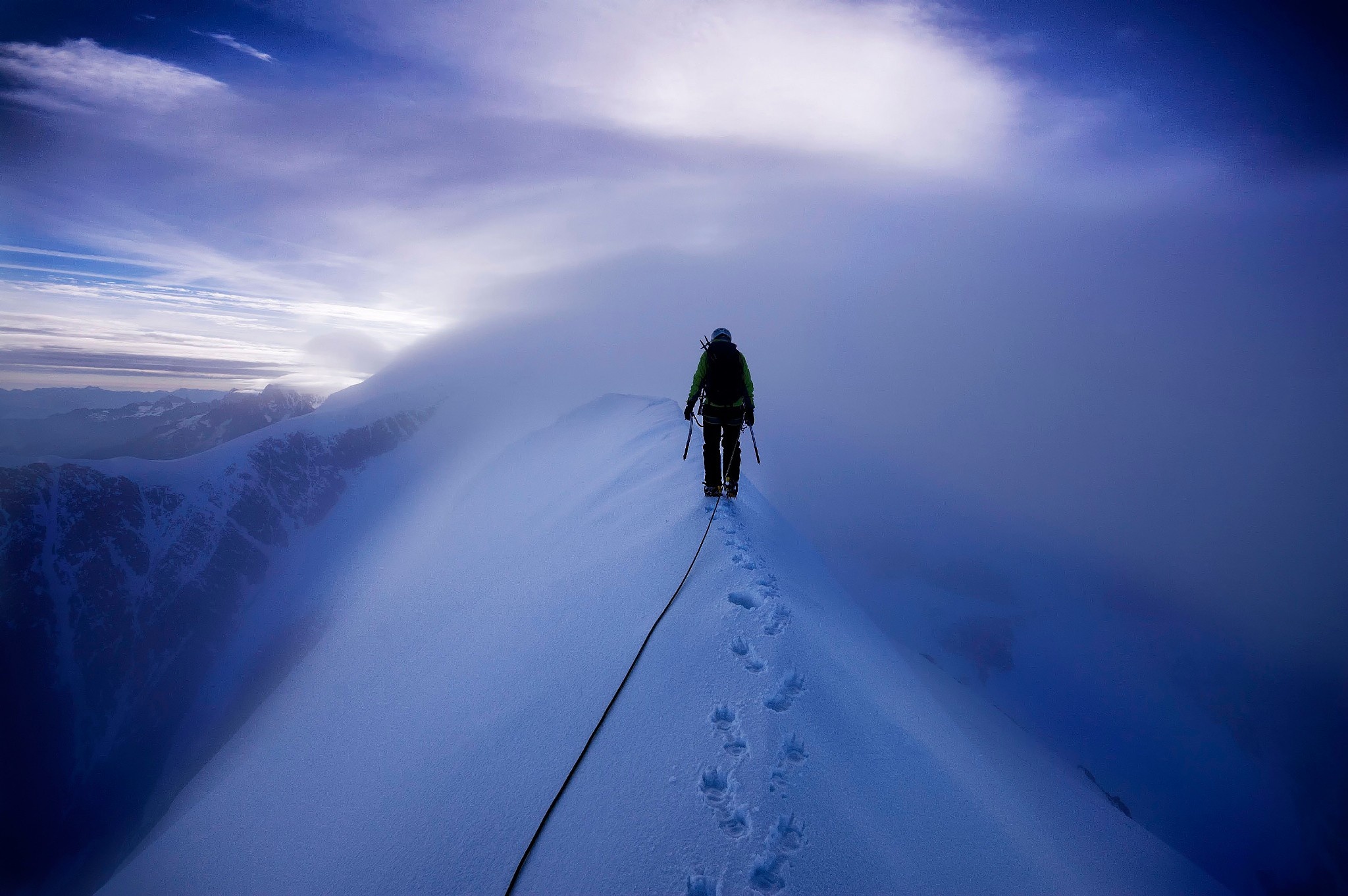 Mont Blanc mountains, Snow sports, Climbing adventure, Cloudy sky, 2050x1370 HD Desktop