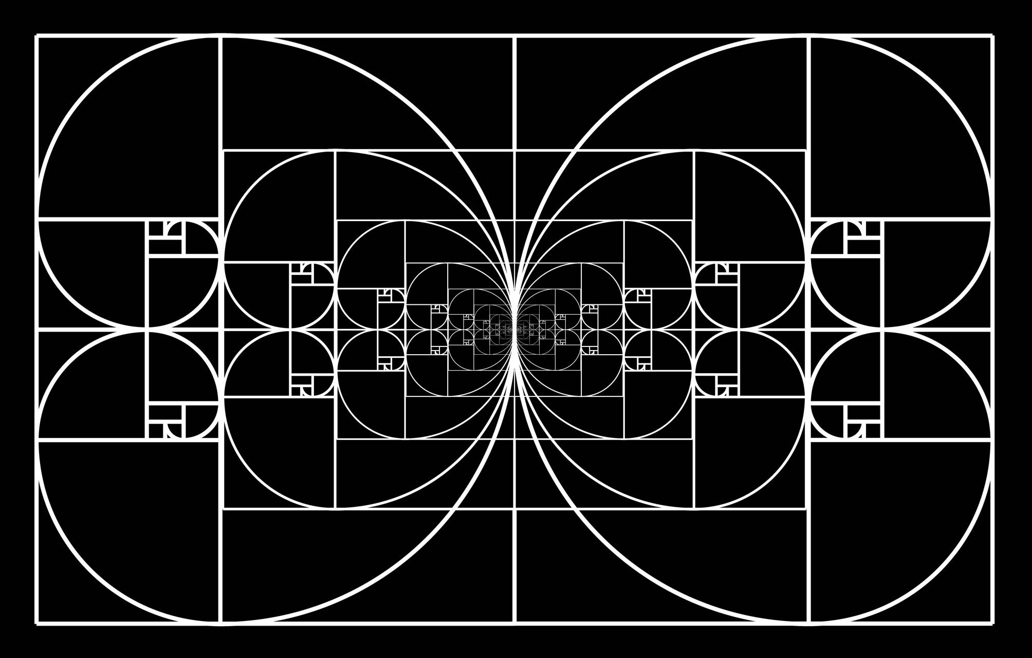 Golden Ratio: Fibonacci spiral, Symmetry section, Correct proportions, Optic illusion. 2010x1280 HD Wallpaper.