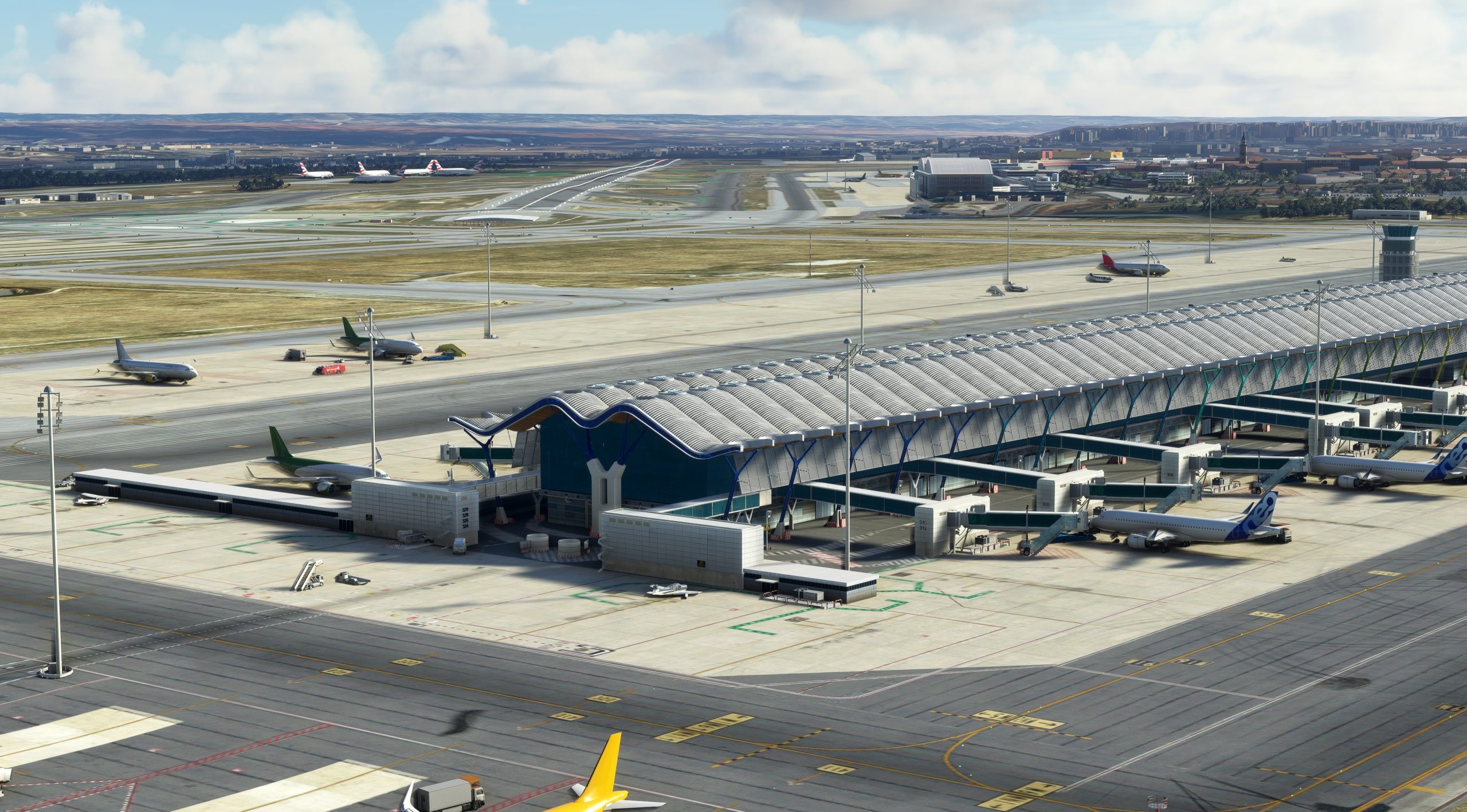 Adolfo Suarez Madrid-Barajas Airport, Flight simulator scenery, City exploration, Realistic experience, 2560x1420 HD Desktop