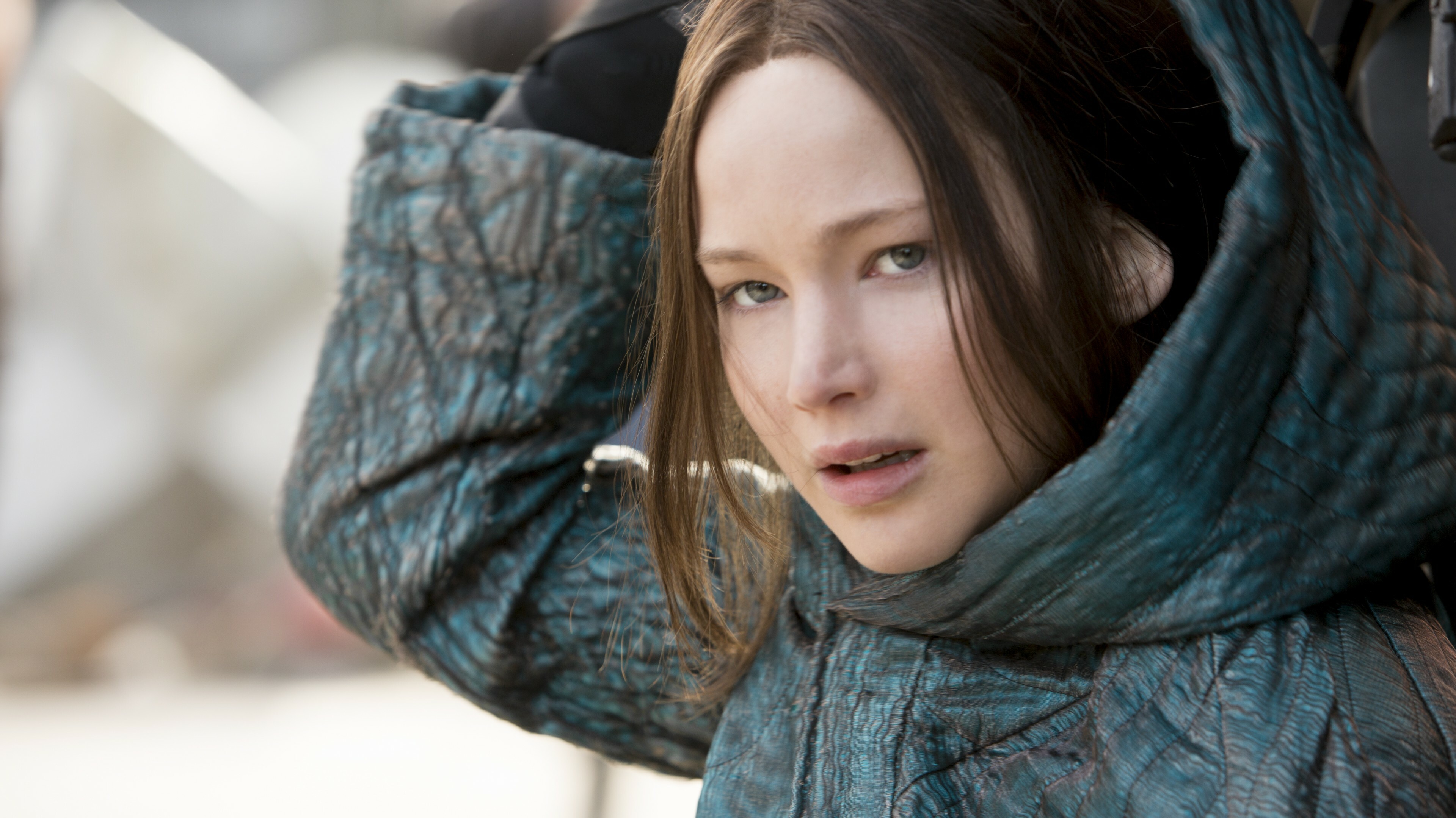 Jennifer Lawrence: Portrayed Katniss Everdeen in The Hunger Games film series. 3840x2160 4K Background.