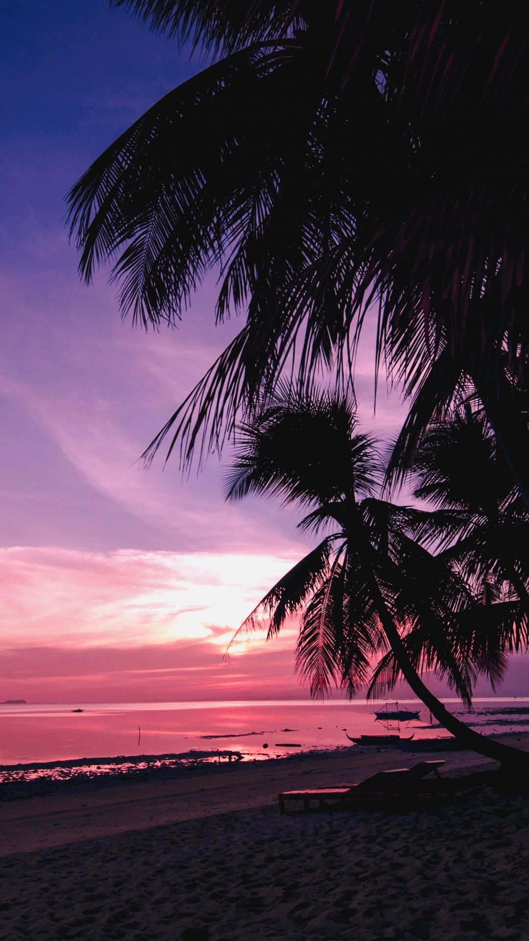 Palm tree sunset wallpapers, Serene sunset views, Coastal beauty, Tropical bliss, 1080x1920 Full HD Handy