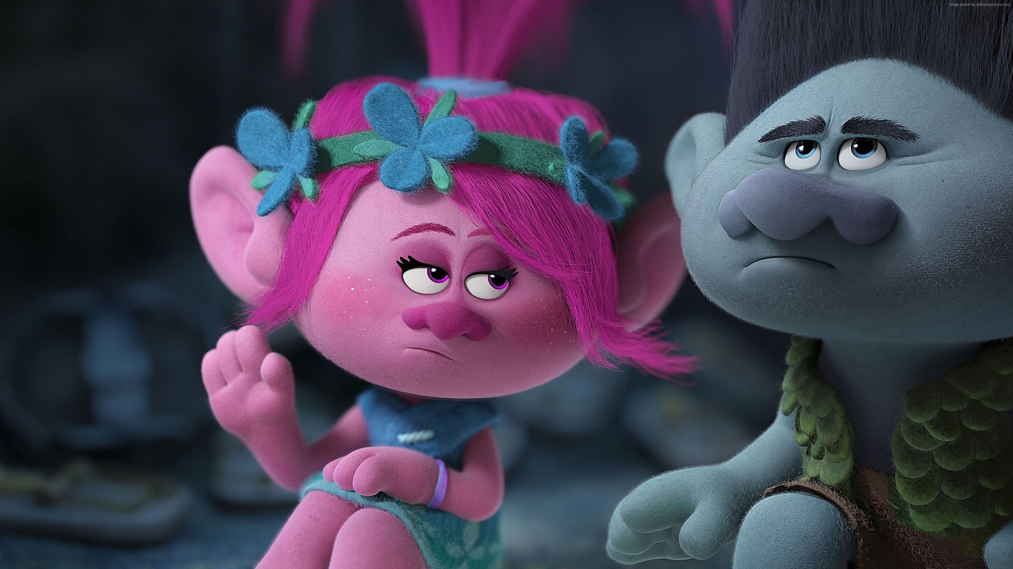 DreamWorks: Trolls, The film directed by Mike Mitchell. 3840x2160 4K Wallpaper.