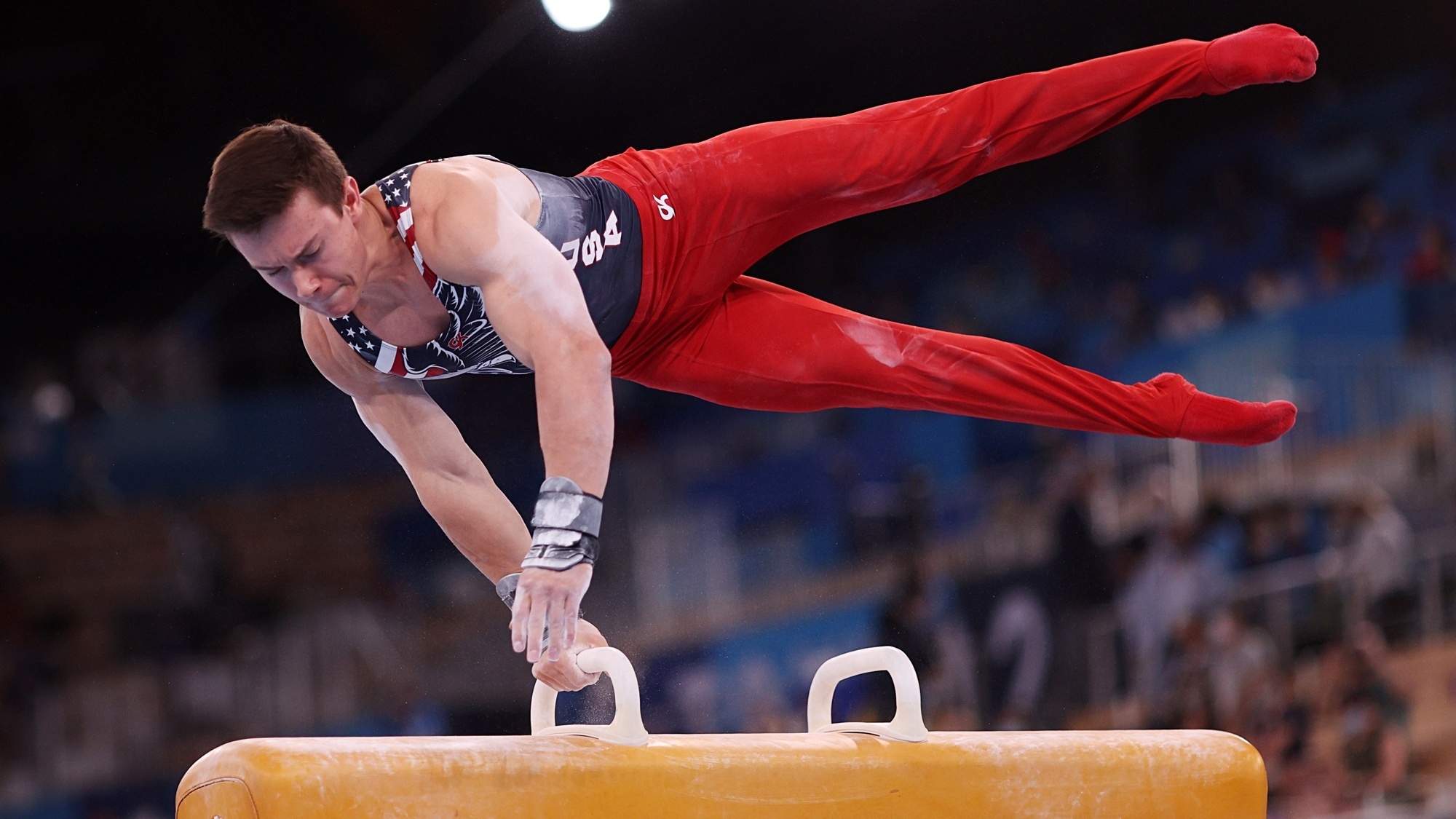 Pommel Horse (Gymnastics): Tokyo Olympics, Brody Malone, US team, The individual all-around. 2000x1130 HD Wallpaper.