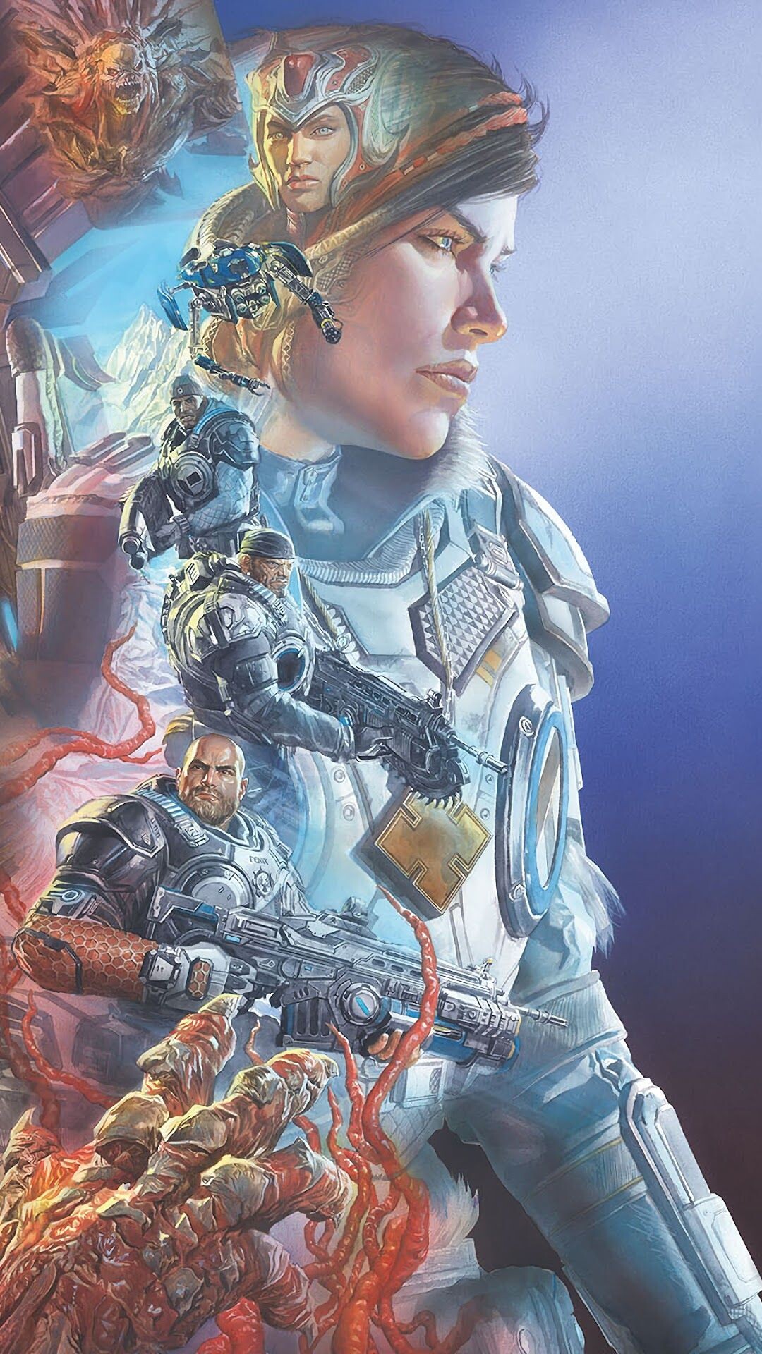 Gears of War: Kait Diaz, Battle of Old Ephyra, The world of Sera, Coalition of Ordered Governments Army. 1080x1920 Full HD Background.