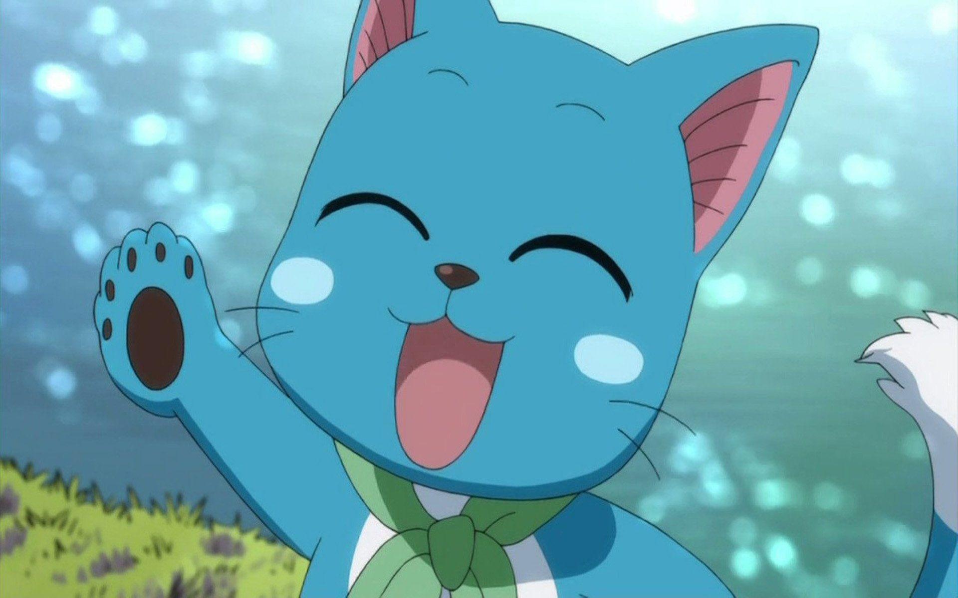 Happy (Fairy Tail): An anthropomorphic blue cat who accompanies the main protagonists on their adventures. 1920x1200 HD Wallpaper.