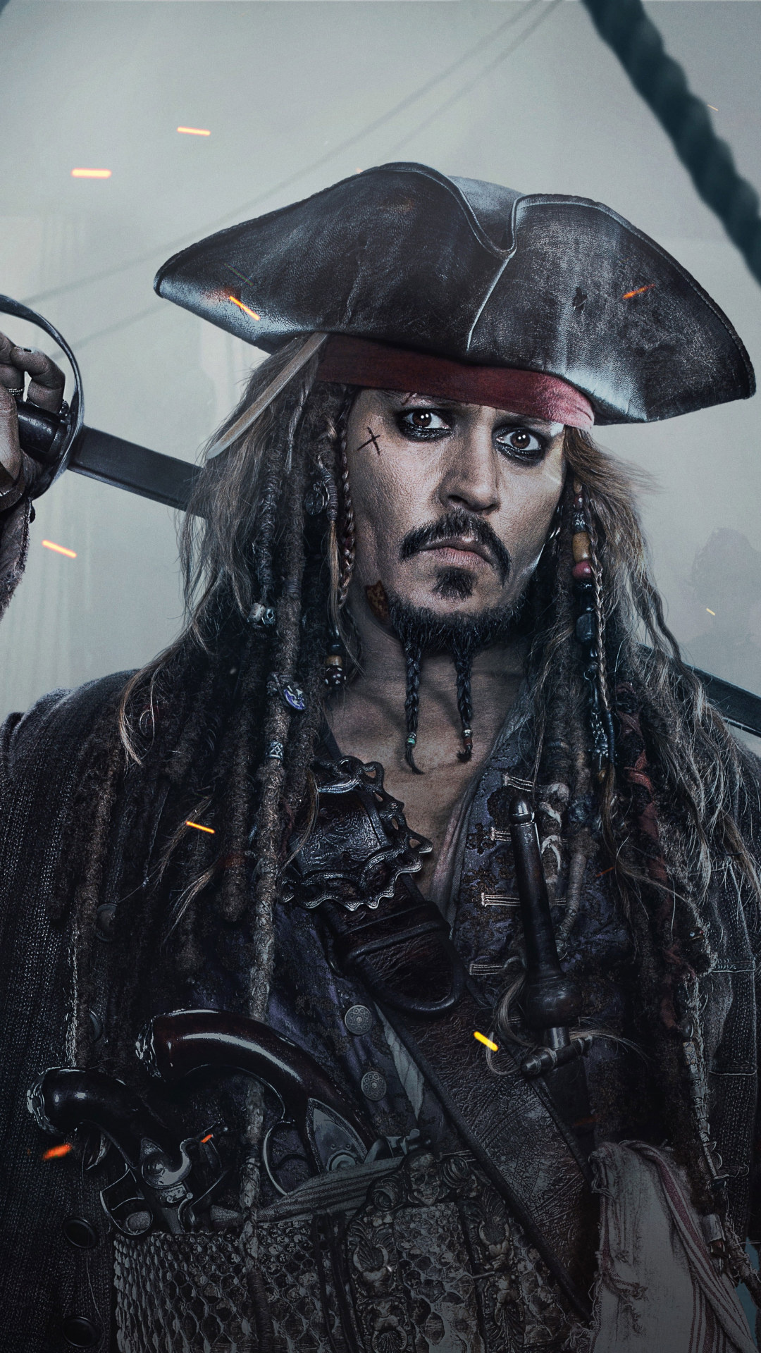 Johnny Depp, Jack Sparrow, Fog wallpaper, For you, 1080x1920 Full HD Handy
