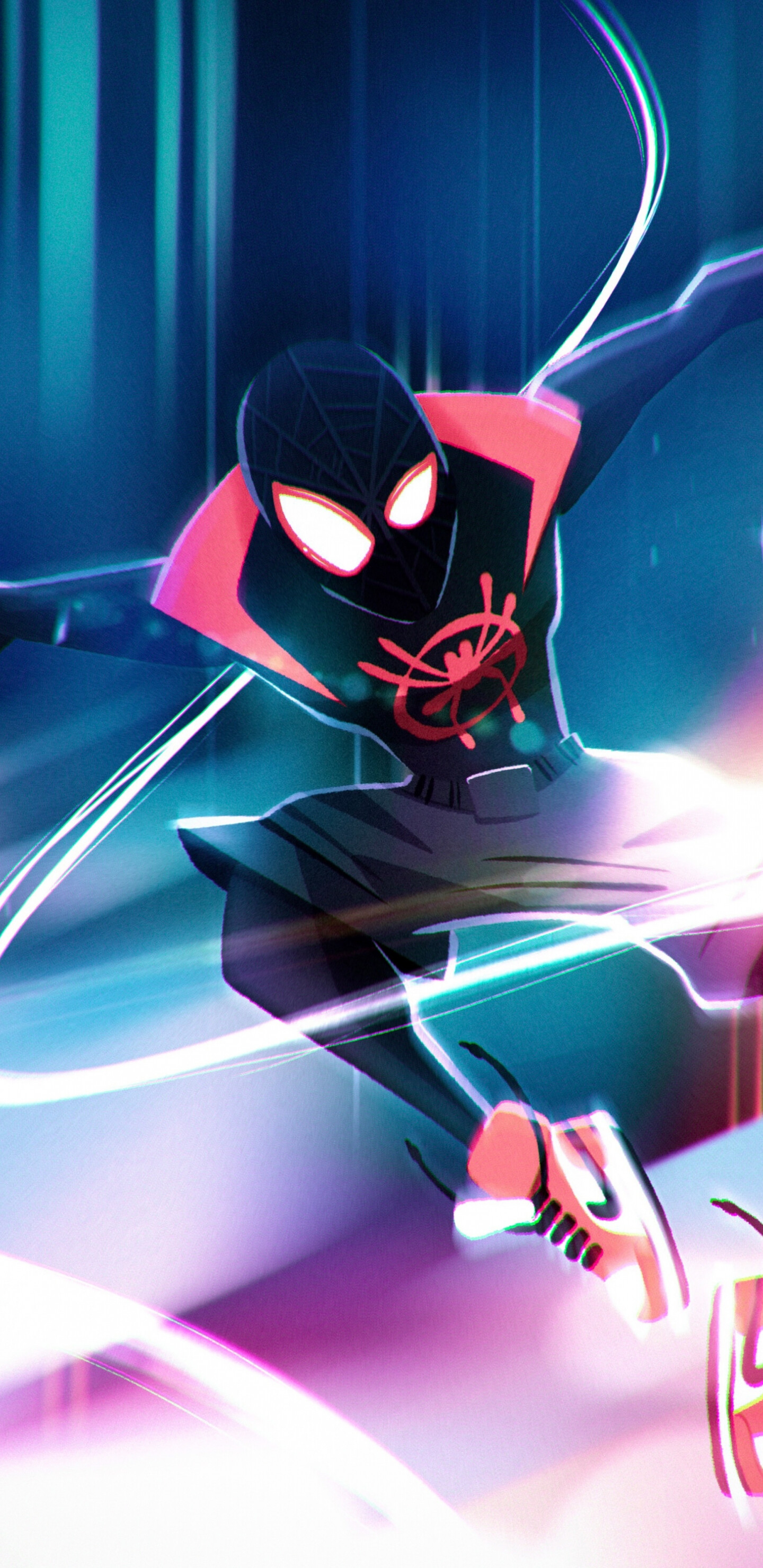 Spider-Man: Into the Spider-Verse: Movie, Animated film, Illustration, Miles Morales. 1440x2960 HD Background.