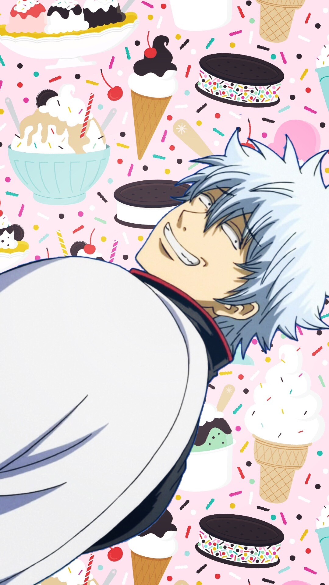Gintoki Sakata: Manga character, Obsessed with sweet food such as parfaits, ice cream and cakes. 1080x1920 Full HD Wallpaper.