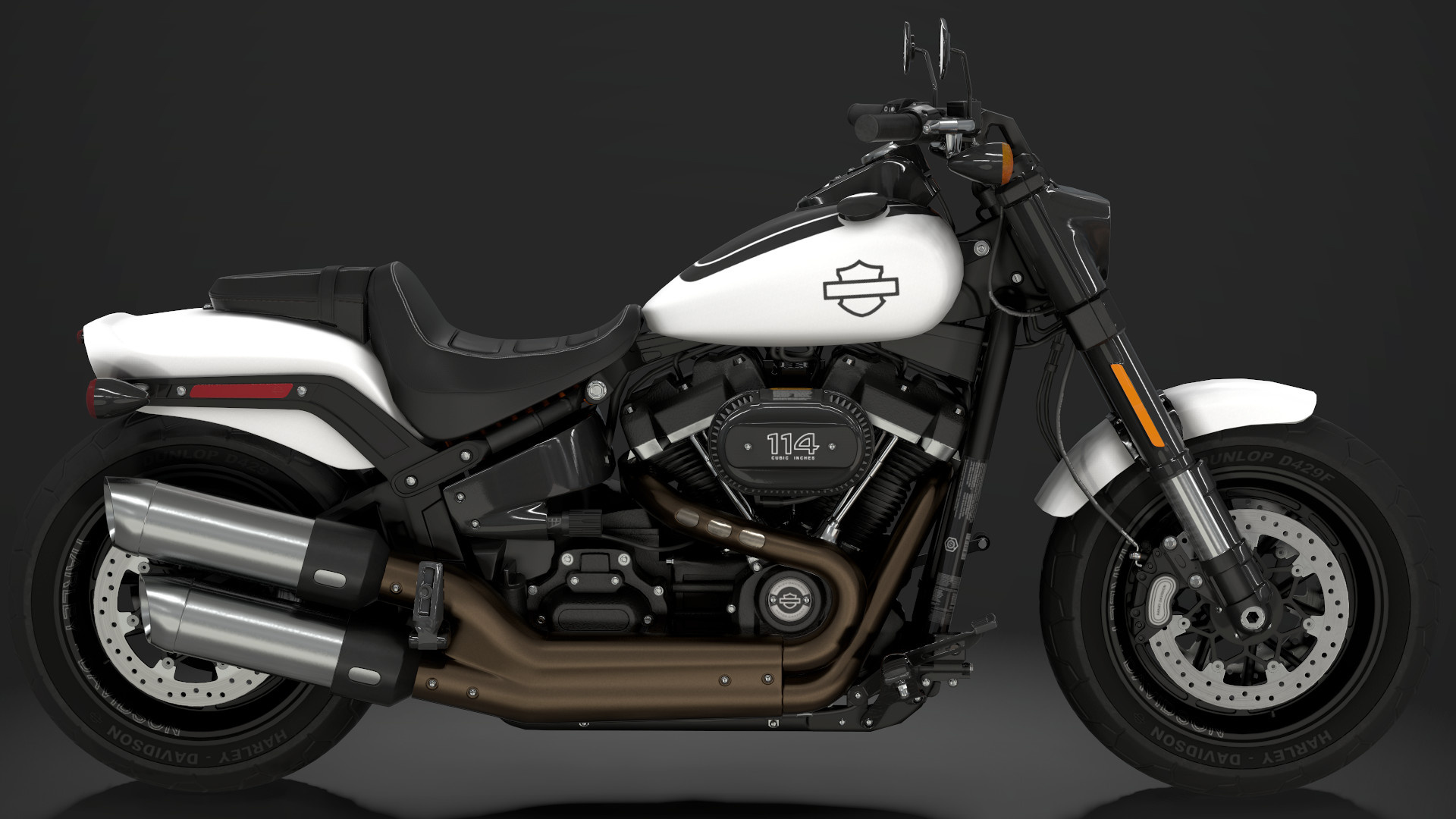 Harley-Davidson Fat Bob 114, Artstation creation, Motorcycle masterpiece, Classic design, 1920x1080 Full HD Desktop