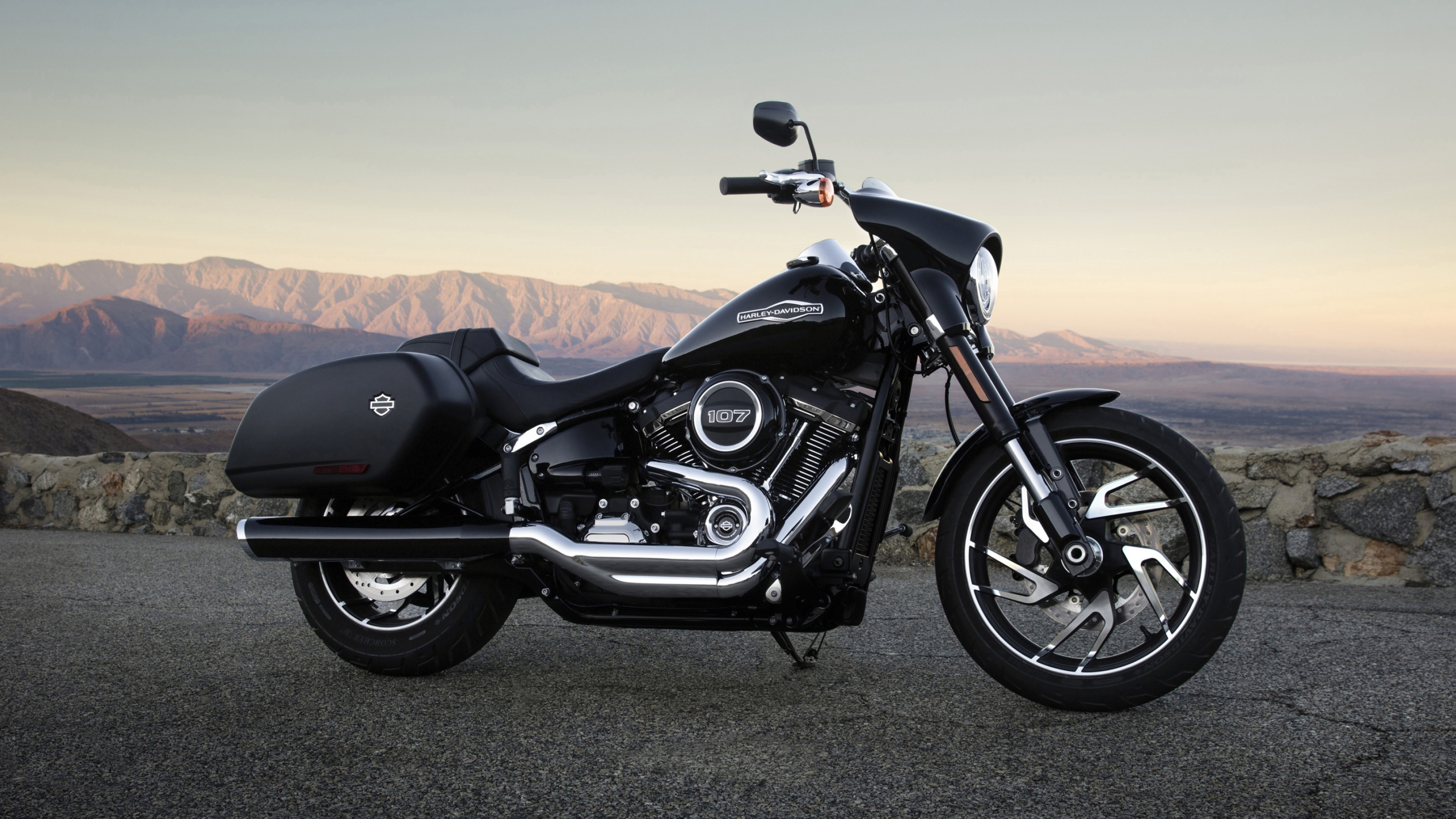 Harley-Davidson Sport Glide, Classic motorcycle, Modern features, Adventure cruiser, 3840x2160 4K Desktop
