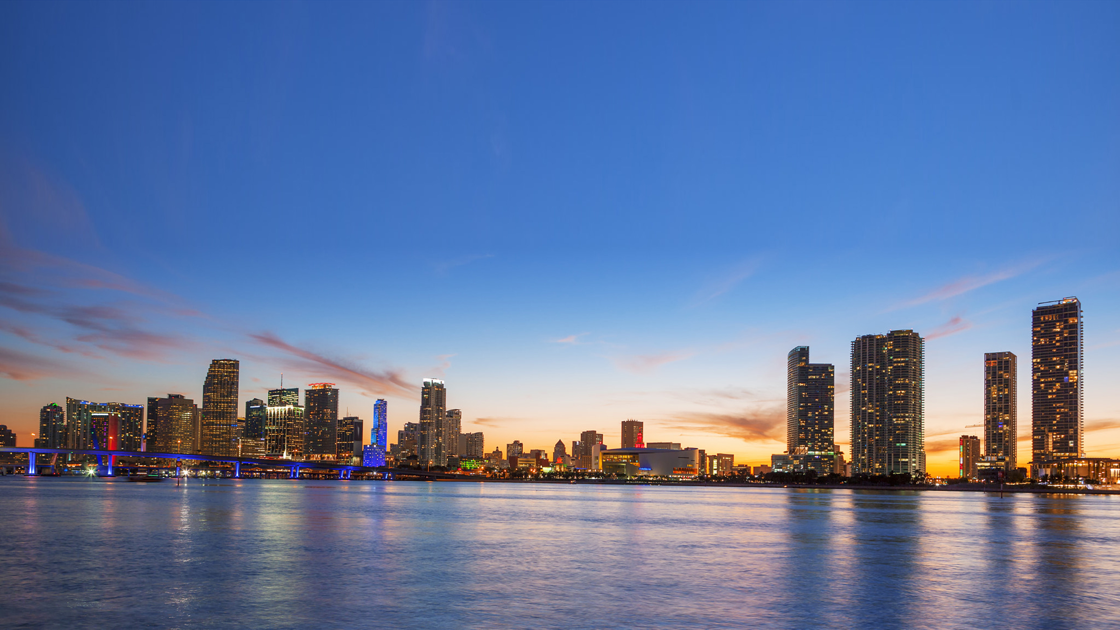 City in Florida, Miami at sunset, Panorama, 4K ultra HD wallpaper, 3840x2160 4K Desktop