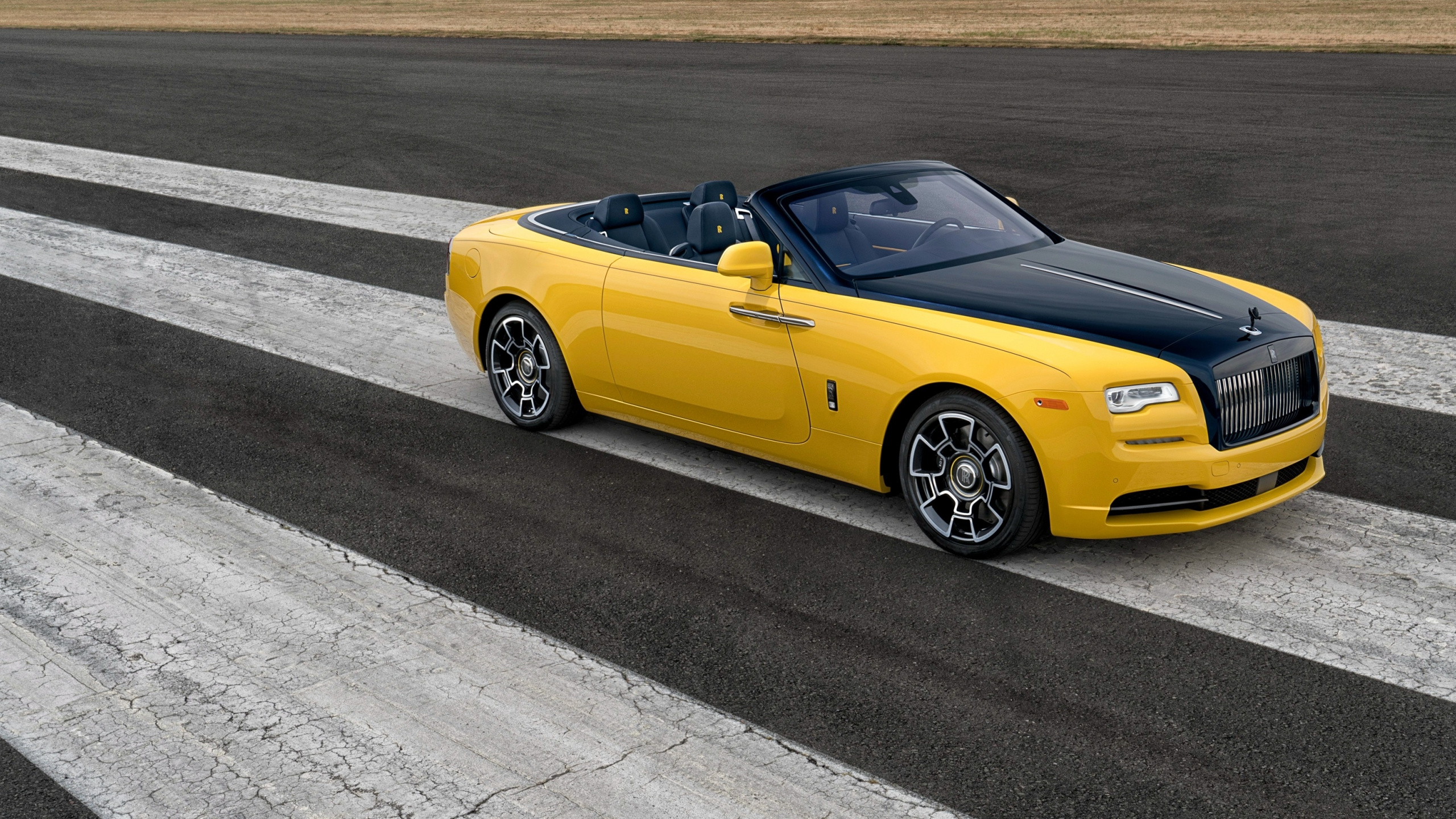 Rolls-Royce Dawn, Yellow convertible, Auto, 2560x1440 HD Desktop