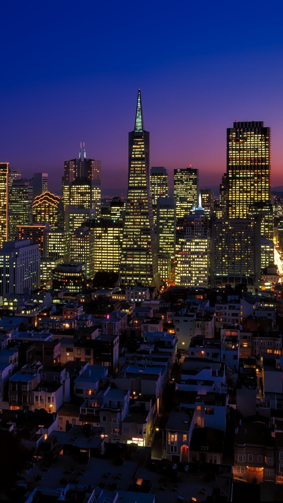San Francisco: Consistently ranked as America's Favorite City, Night city lights. 1080x1920 Full HD Background.
