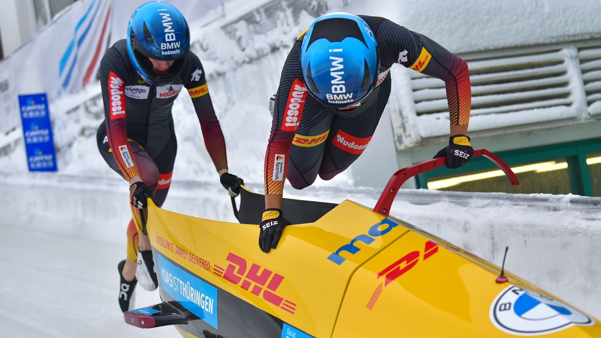 Bobsleigh: Francesco Friedrich, The two-man event at the IBSF World Championships, Olympic qualifications. 2050x1160 HD Background.