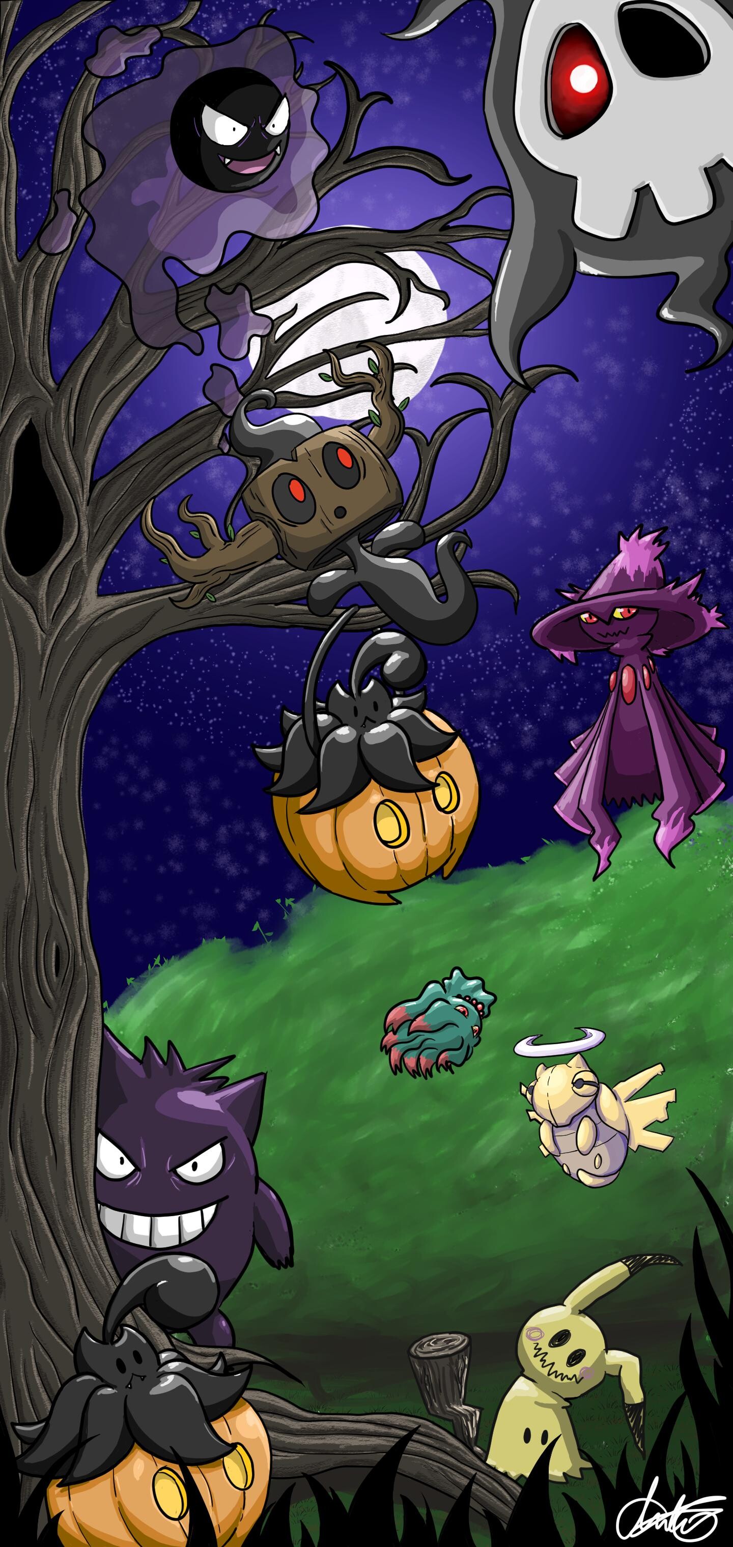 Ghost Pokemon: Known for their ability to frighten and intimidate other creatures. 1440x3040 HD Background.