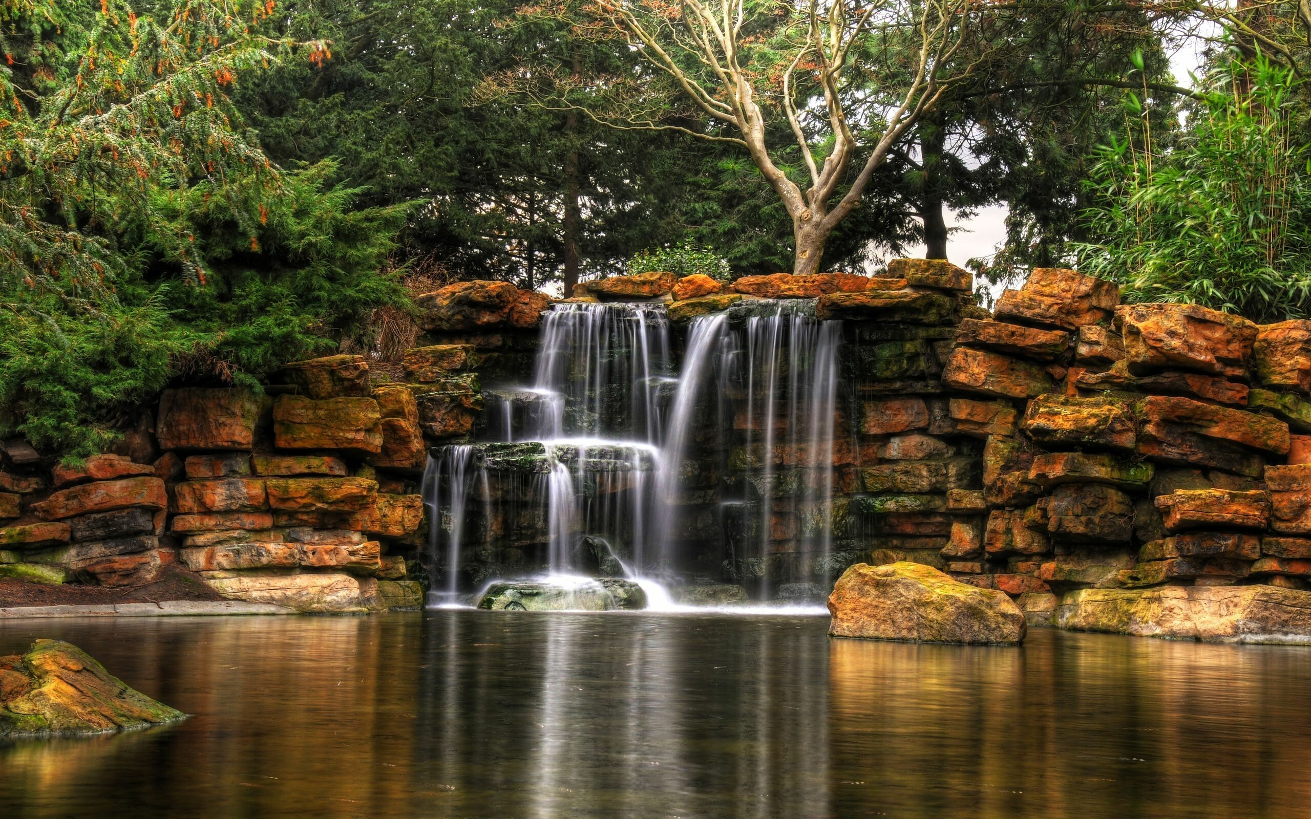Waterfall: Bosques Y Cascadas Las Rocas, Natural Landscape. 2560x1600 HD Wallpaper.