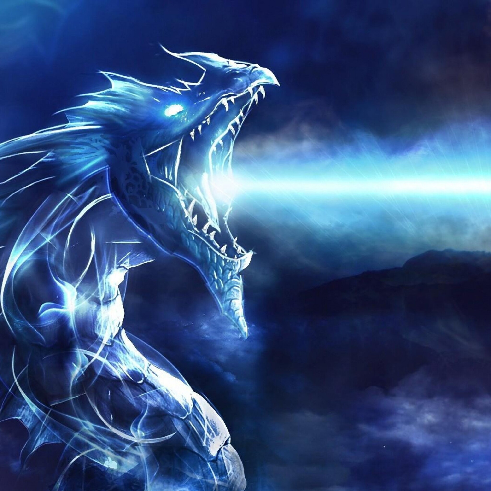 Ice Dragon, Blue dragon, Ipad Air, HD wallpapers, 2050x2050 HD Phone