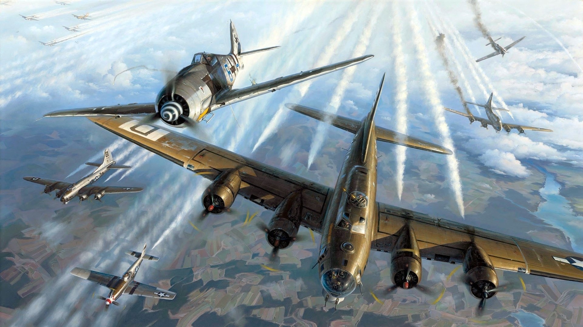 Boeing Fortress, B-17 Flying Fortress, Warbird, Flying machines, 1920x1080 Full HD Desktop