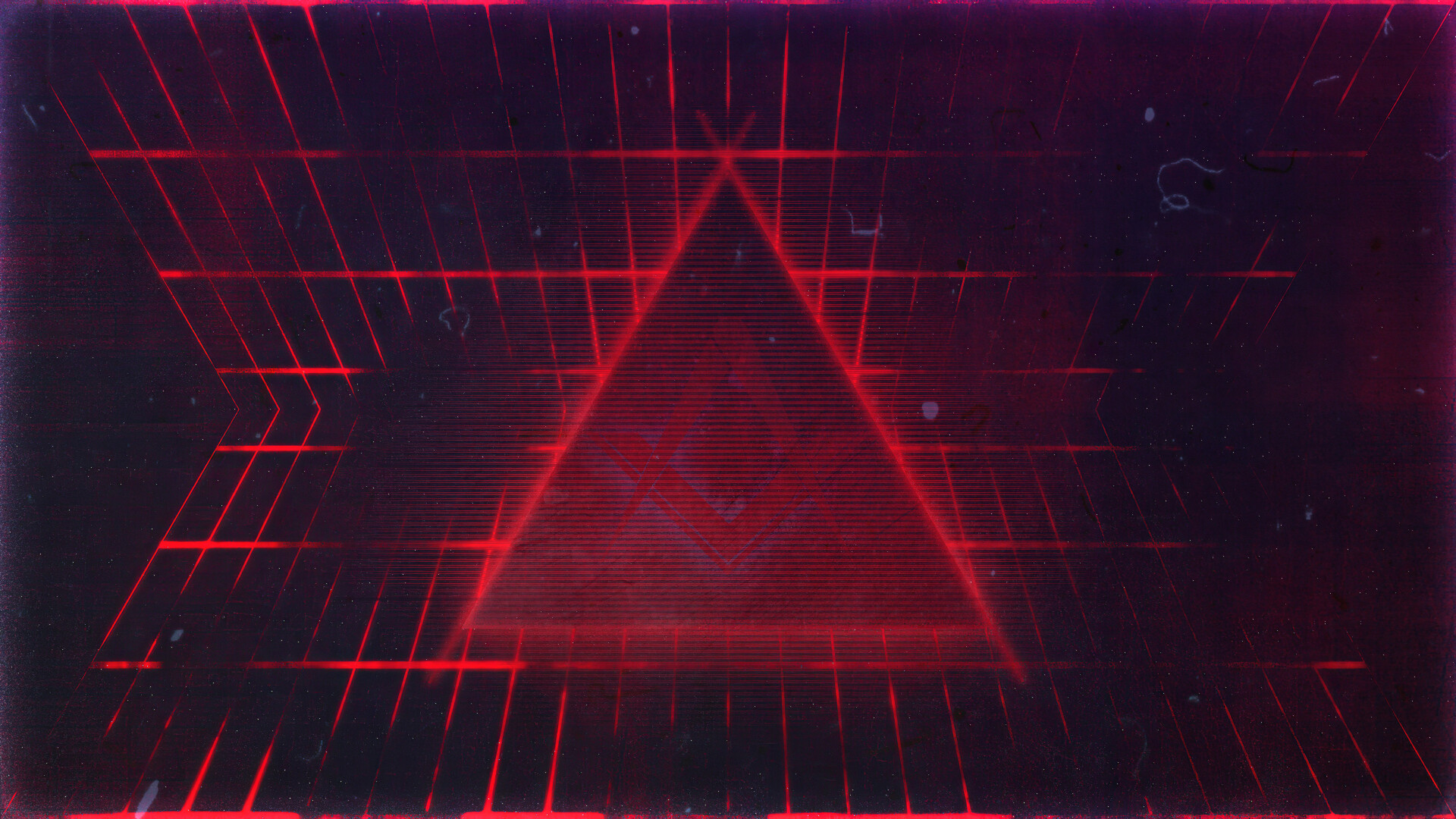 Triangle: Geometry art, Red line segments, Grid, Parallel lines. 1920x1080 Full HD Wallpaper.