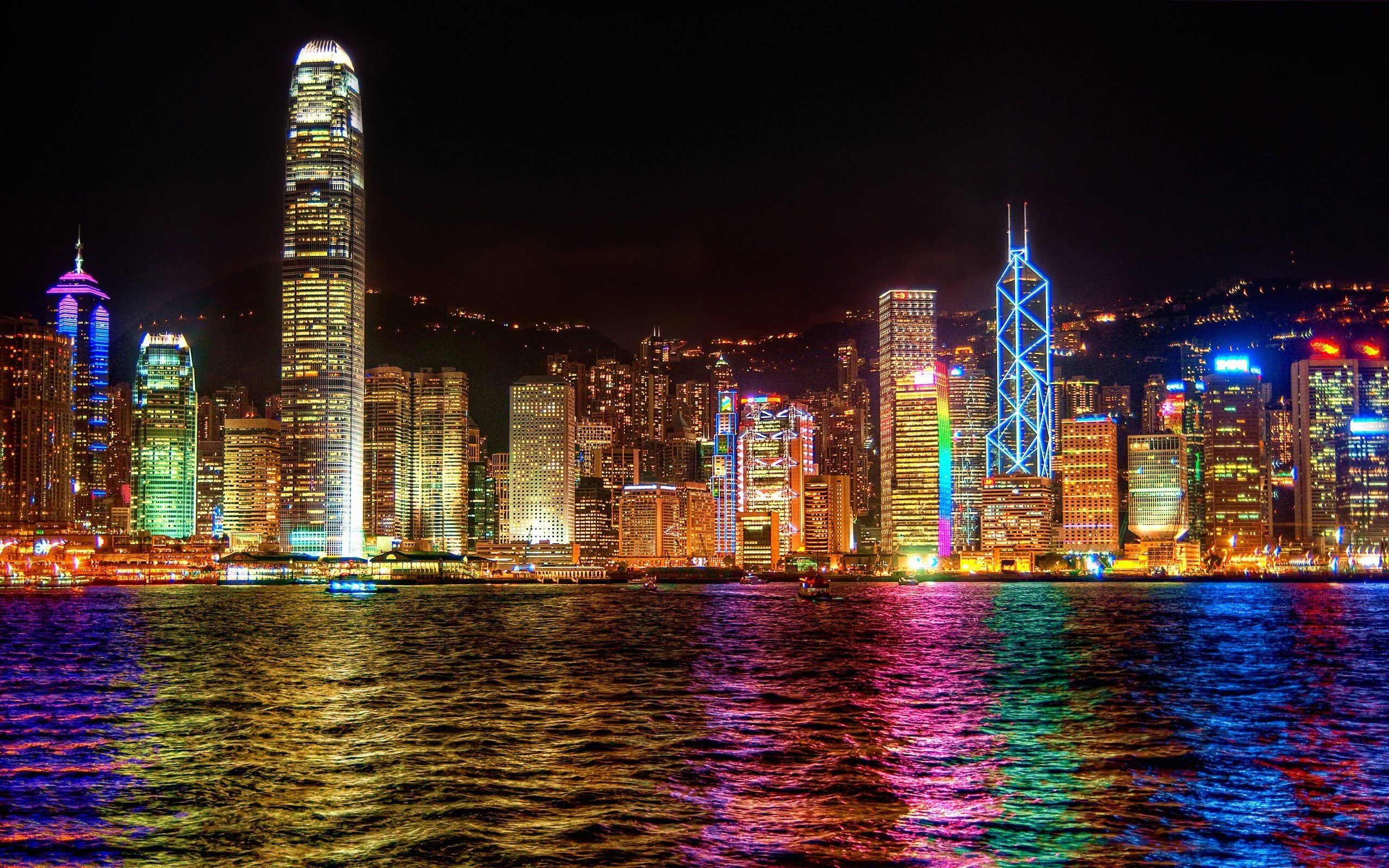 Hong Kong Skyline, Enchanting night scene, Captivating landscapes, Urban photography, 2560x1600 HD Desktop