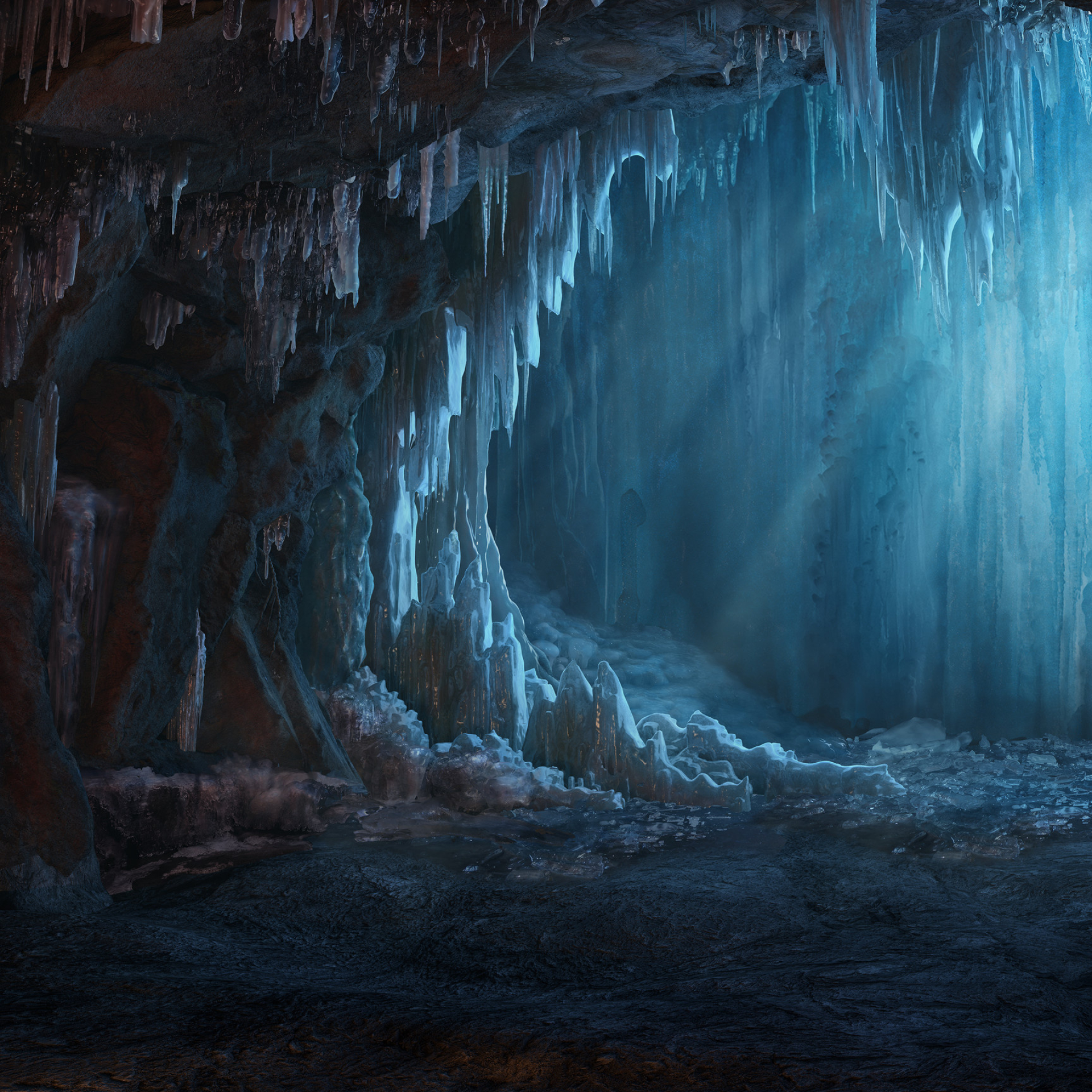 Ice Cave, Furious legend, Kolovrat's icy domain, Artistic representation, 1920x1920 HD Phone