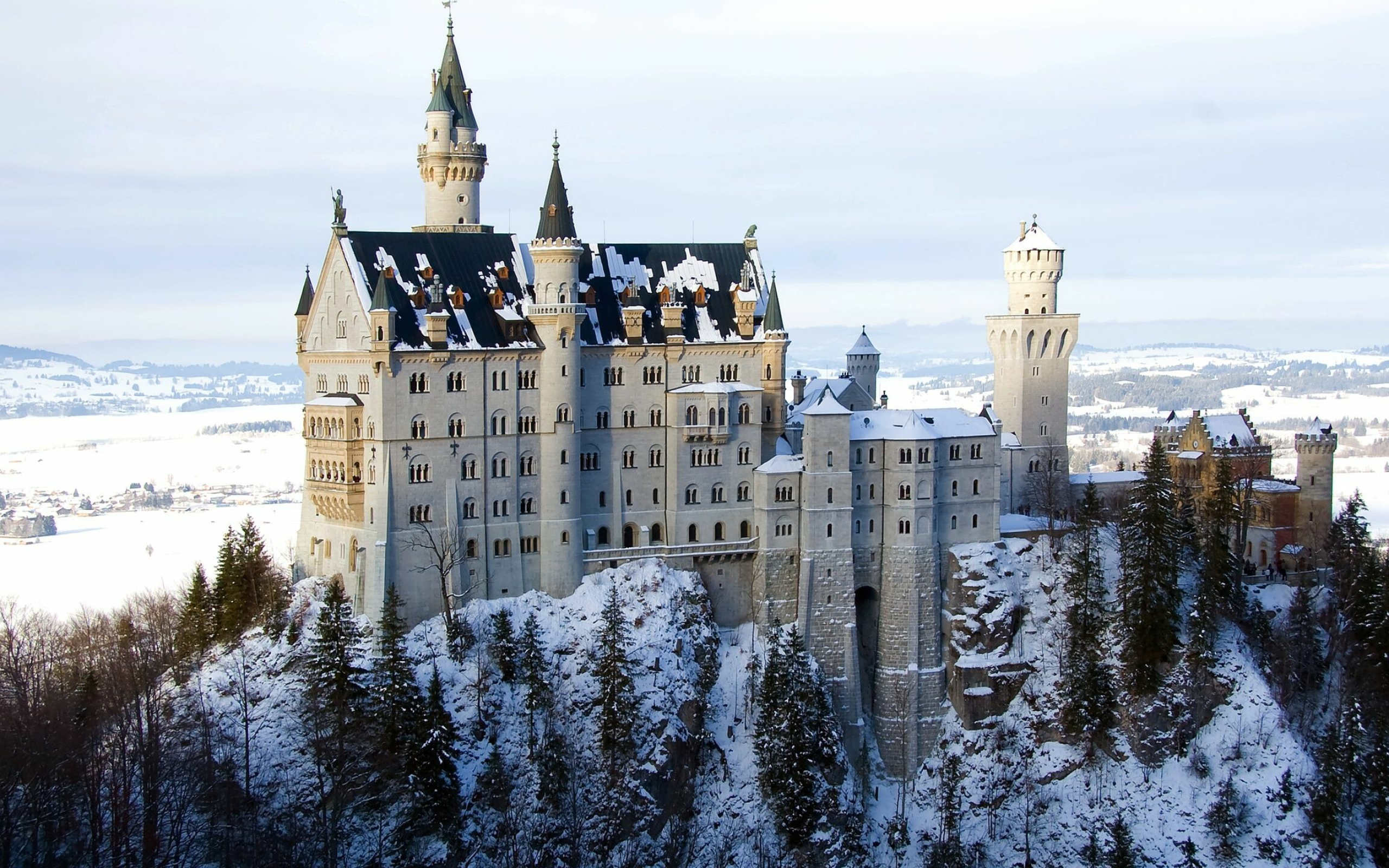 Germany: Neuschwanstein Castle, The country borders Denmark to the north. 2560x1600 HD Background.