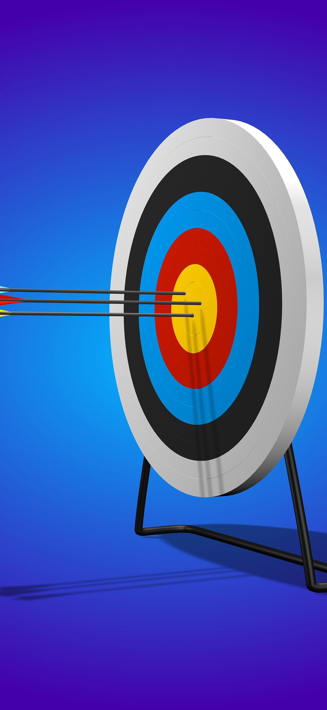 Goal (Aim): Arrows, Stationary non-reactive target, Shooting sport, Target archery. 1130x2440 HD Background.