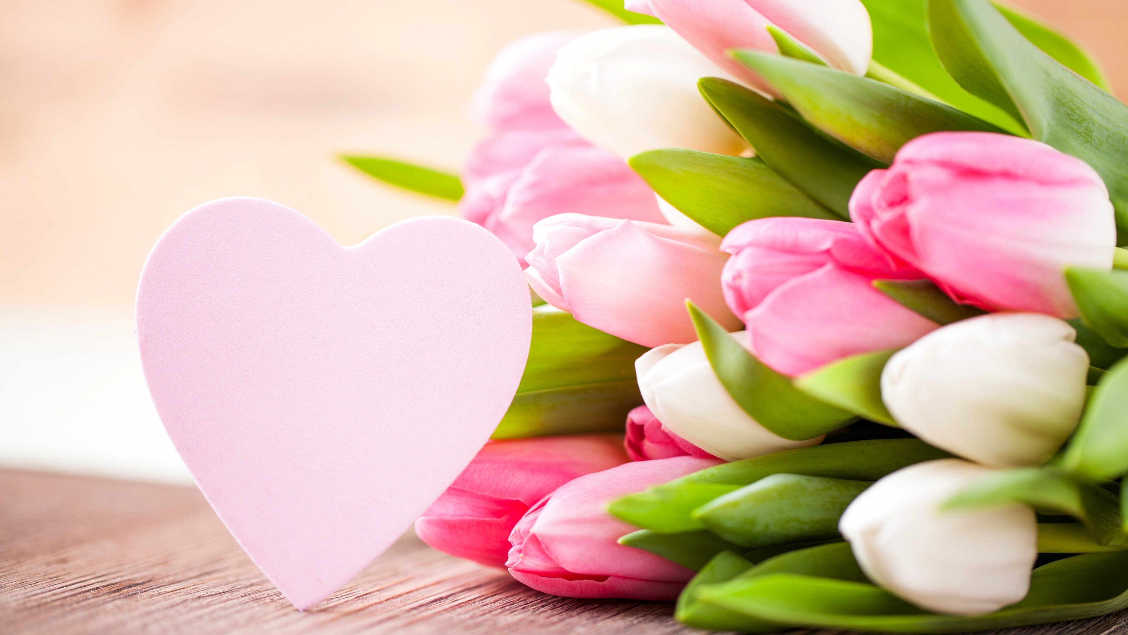 Valentine's day, Love and hearts, Romantic tulips, Holiday bliss, 3840x2160 4K Desktop