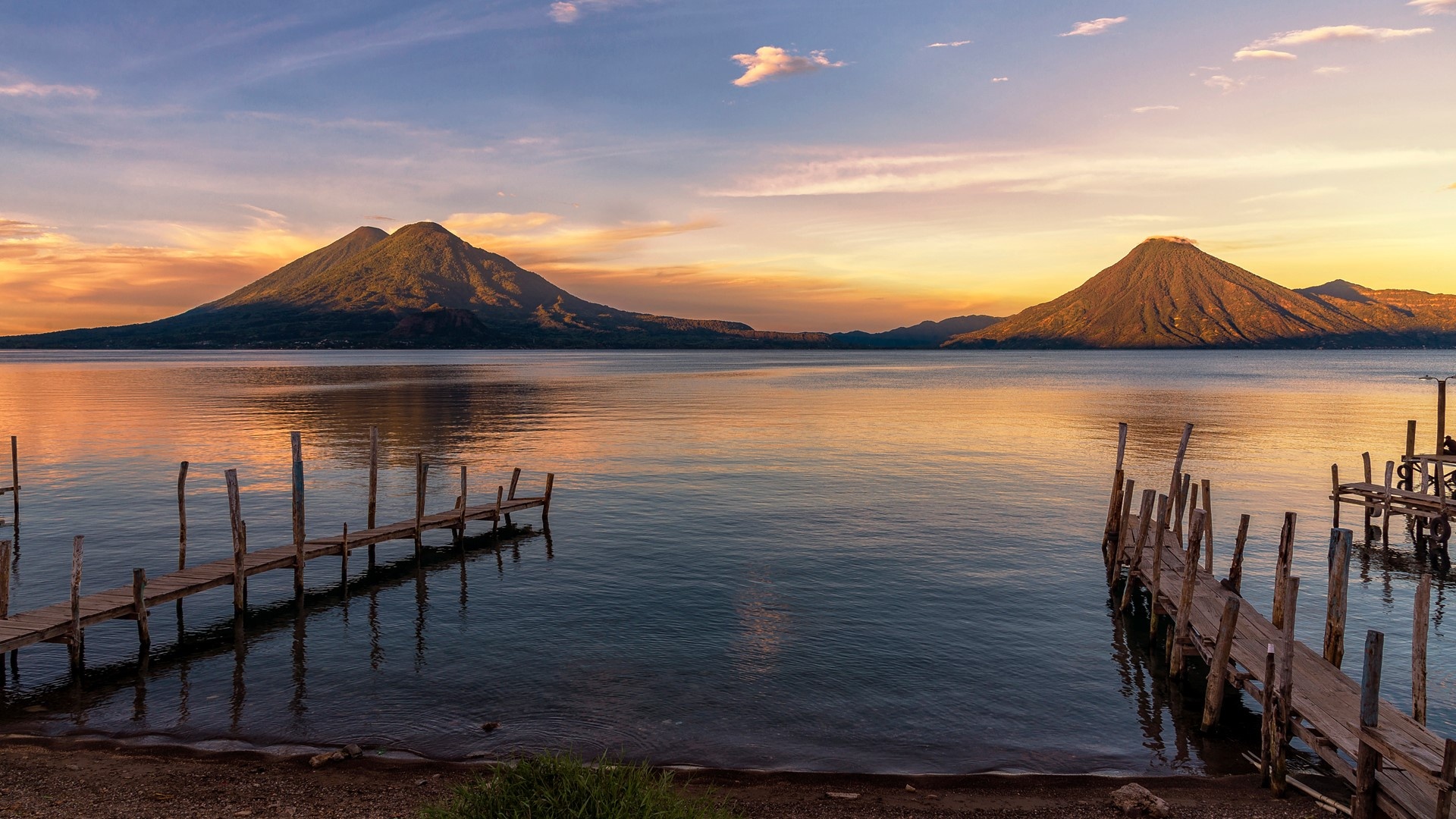 Sunrise at Lake Atitlan, Panajachel Guatemala, Windows 10 spotlight images, Tranquil beauty, 1920x1080 Full HD Desktop