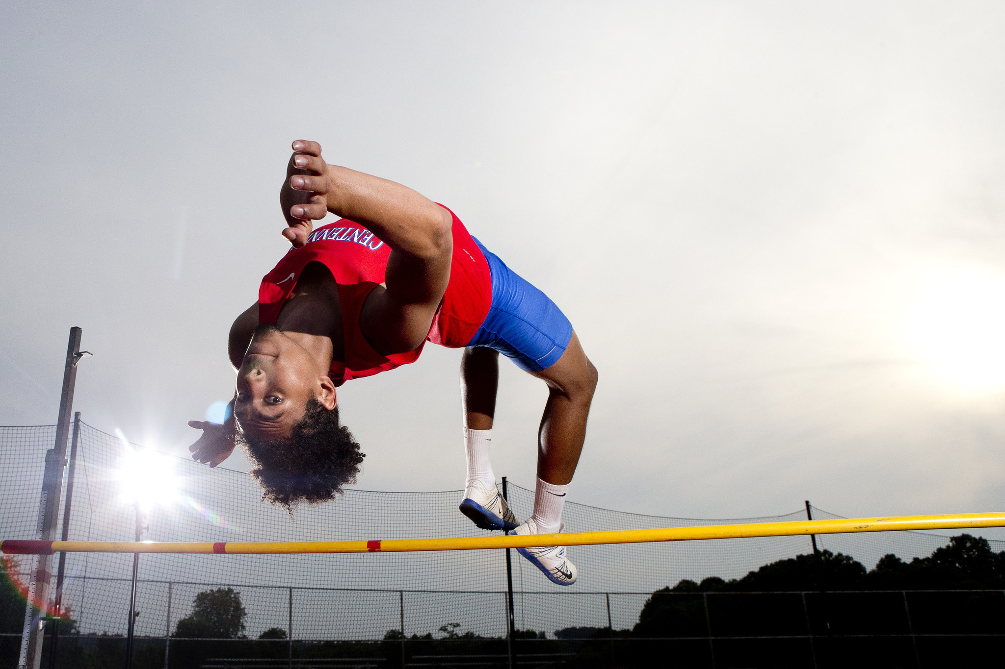 High Jump: Howard County boys outdoor track, A leap for height made from a running start. 2050x1370 HD Background.