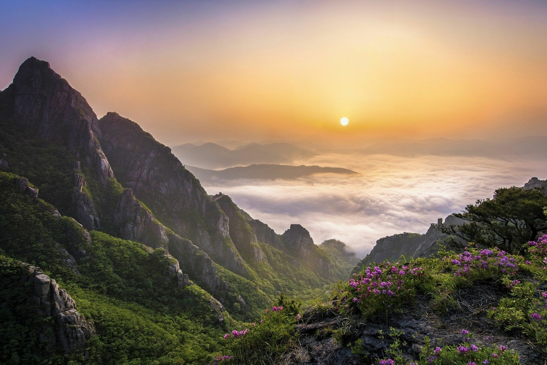 Korea: South Korean landscape, Highland, Sunrise. 1920x1280 HD Wallpaper.