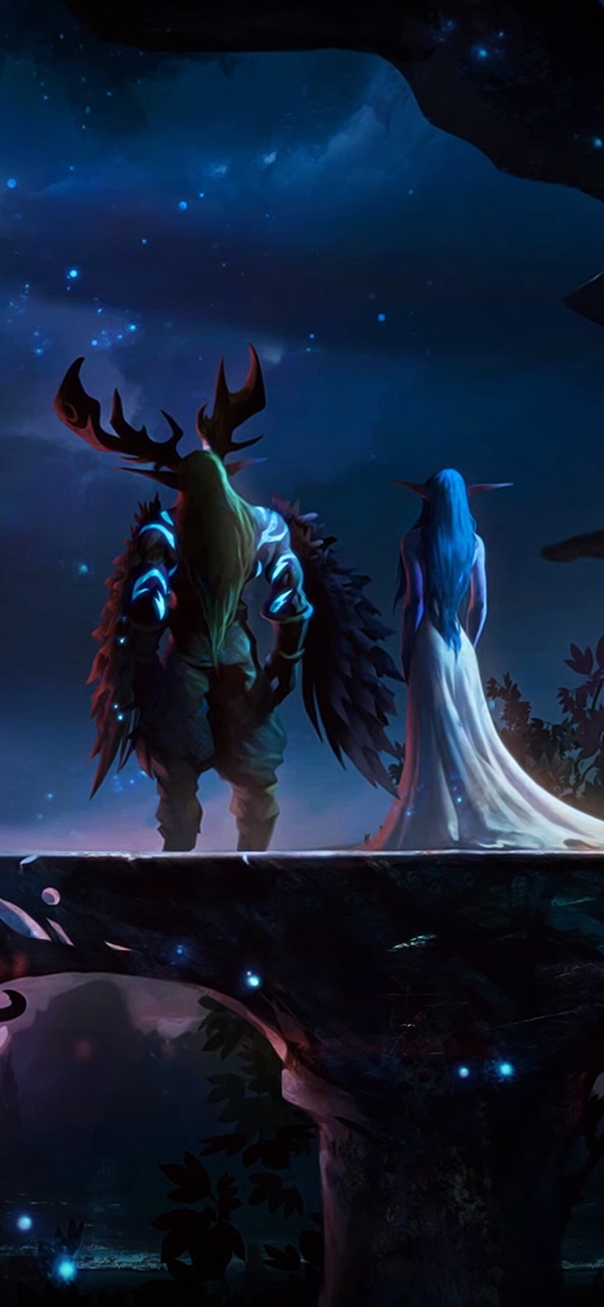 World of Warcraft: Malfurion Stormrage and Queen Azshara, WoW. 1250x2690 HD Background.