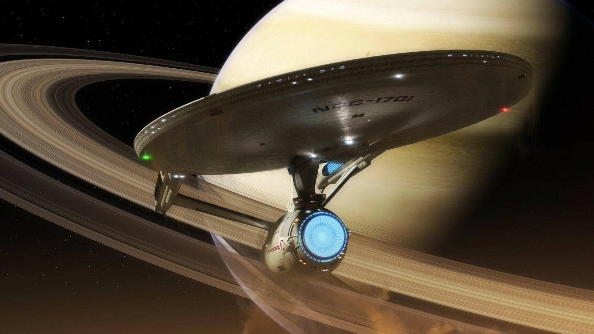 Star Trek: A Federation Constitution-class starship. 1920x1080 Full HD Wallpaper.