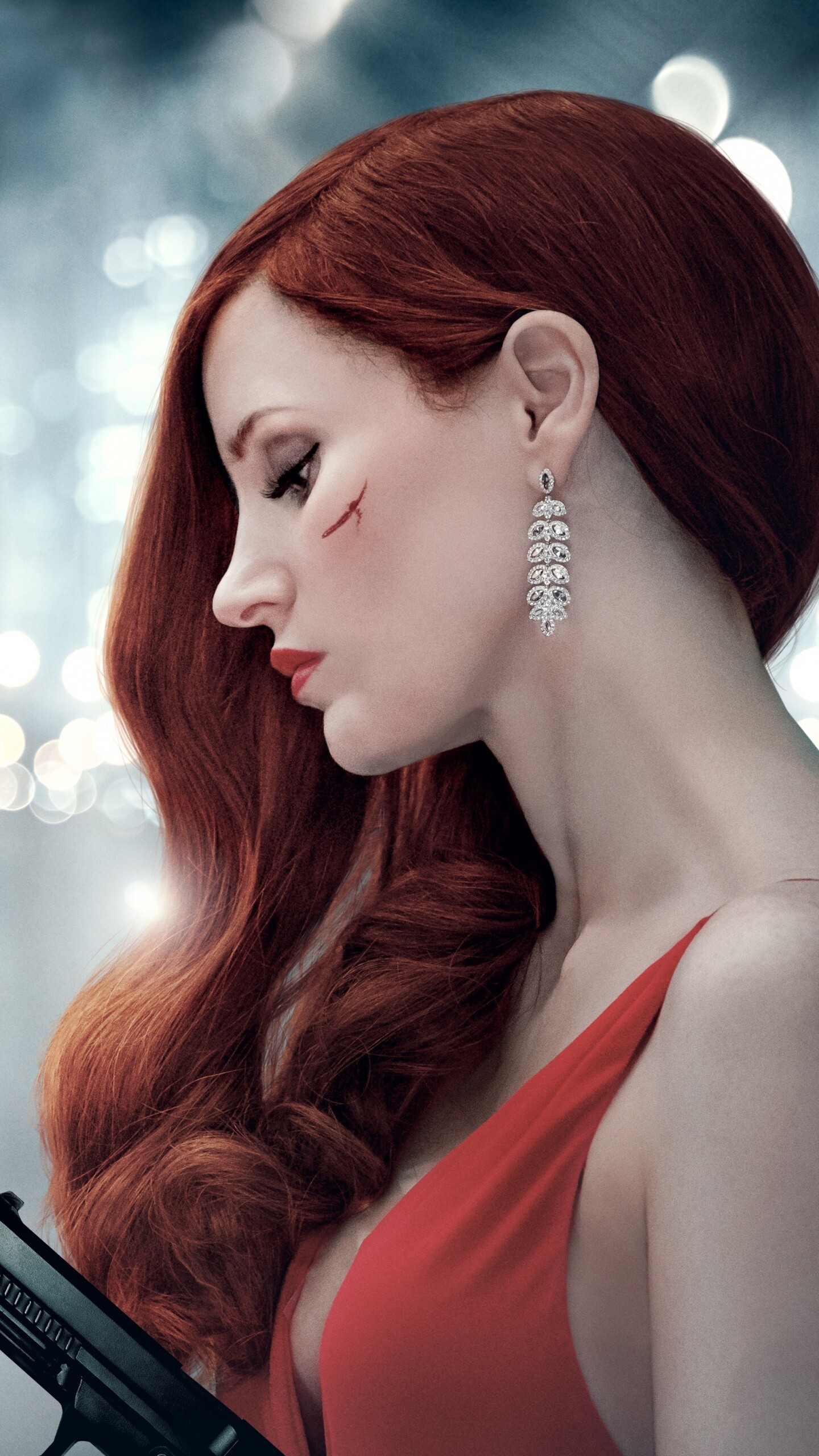 Jessica Chastain: Took part of Ava Faulkner in a 2020 American action thriller film, Ava. 1440x2560 HD Background.