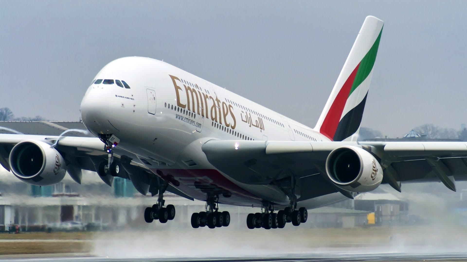 Emirates Airline, Airbus A380, Takeoff wallpapers, Desktop, 1920x1080 Full HD Desktop