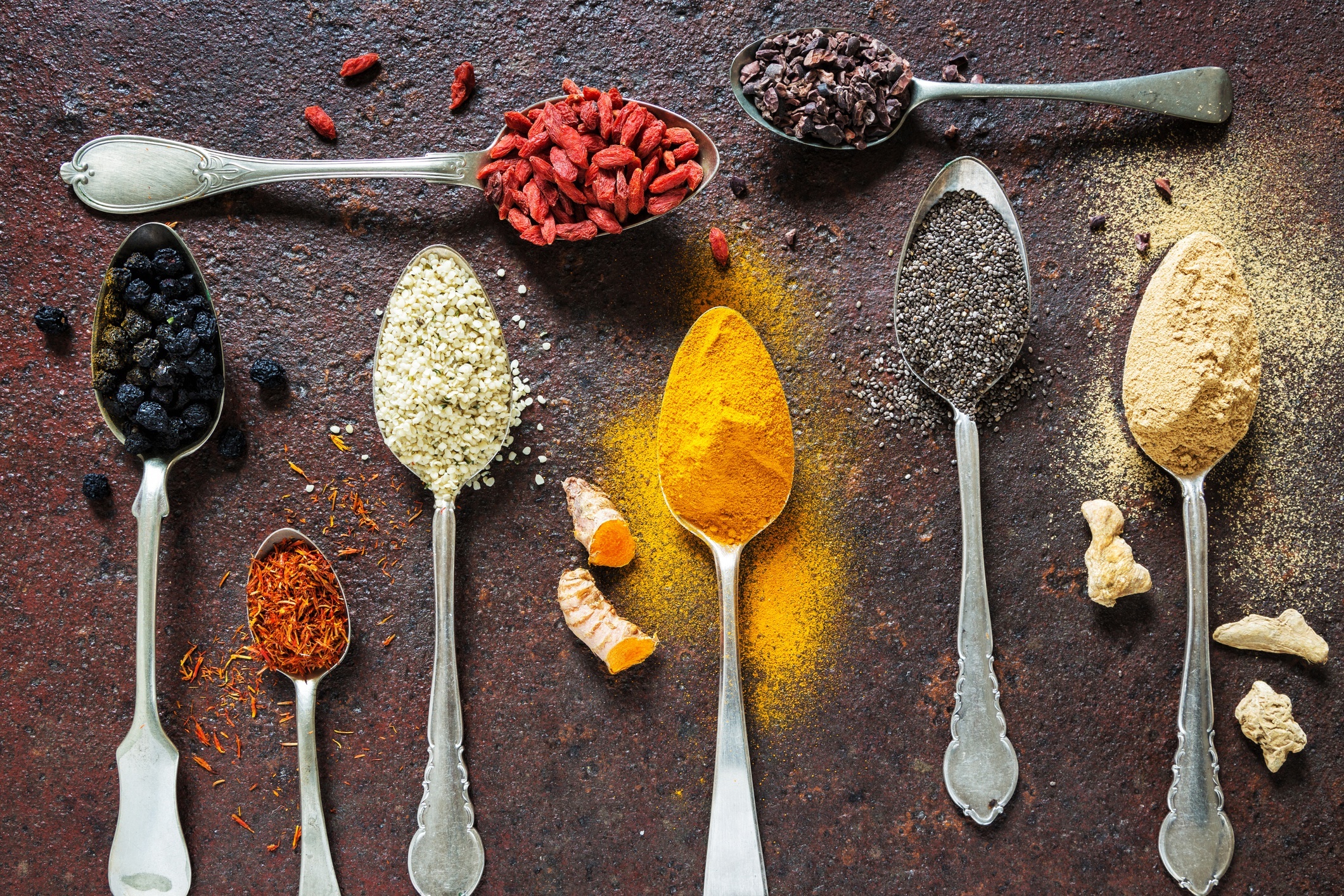 Colorful spices, Spice-filled spoon, Vibrant food, Flavorful wallpaper, 2130x1420 HD Desktop