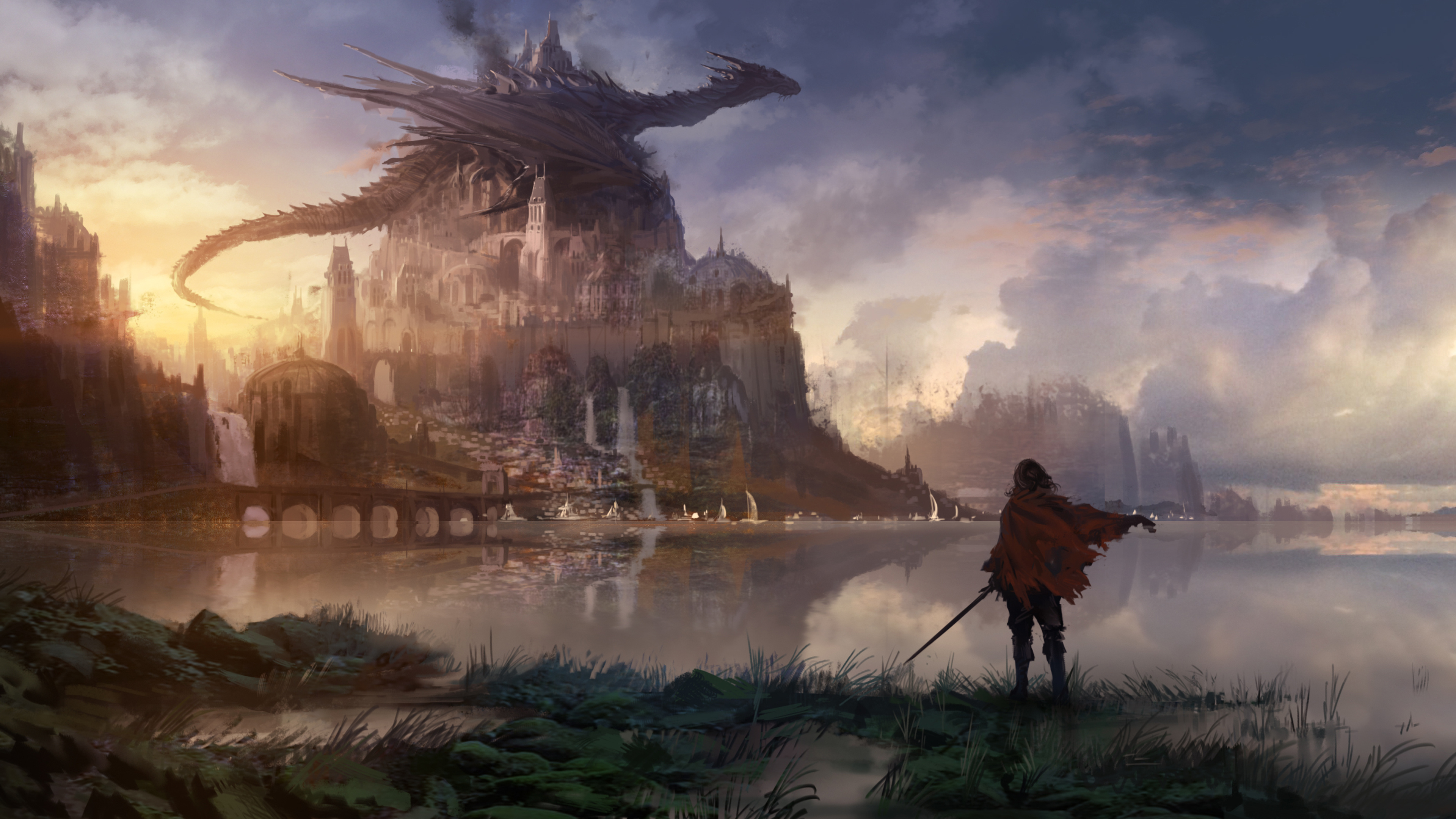 High Fantasy, Spellbinding realms, Mythical creatures, Epic landscapes, 3840x2160 4K Desktop