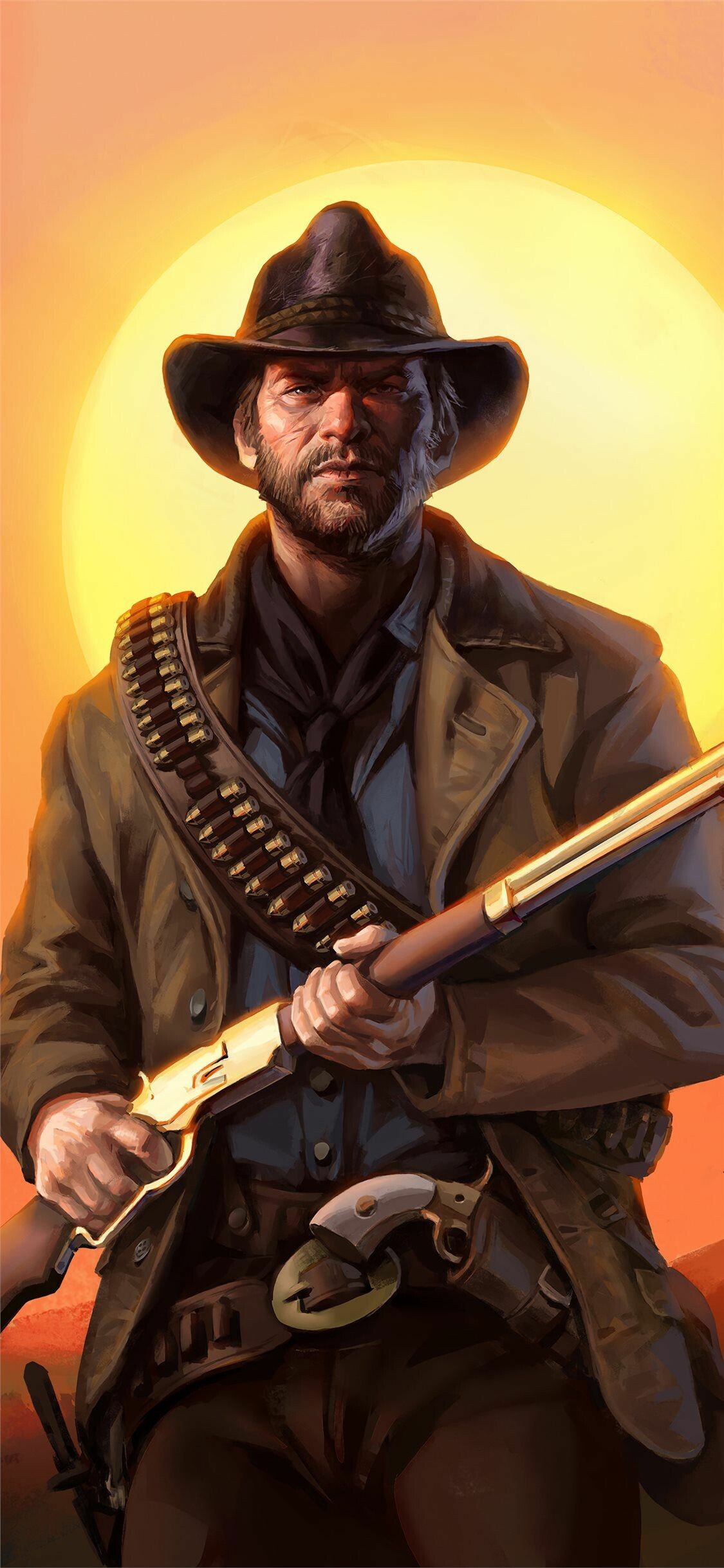 Red Dead Redemption: The player takes on the role of Arthur Morgan. 1130x2440 HD Wallpaper.