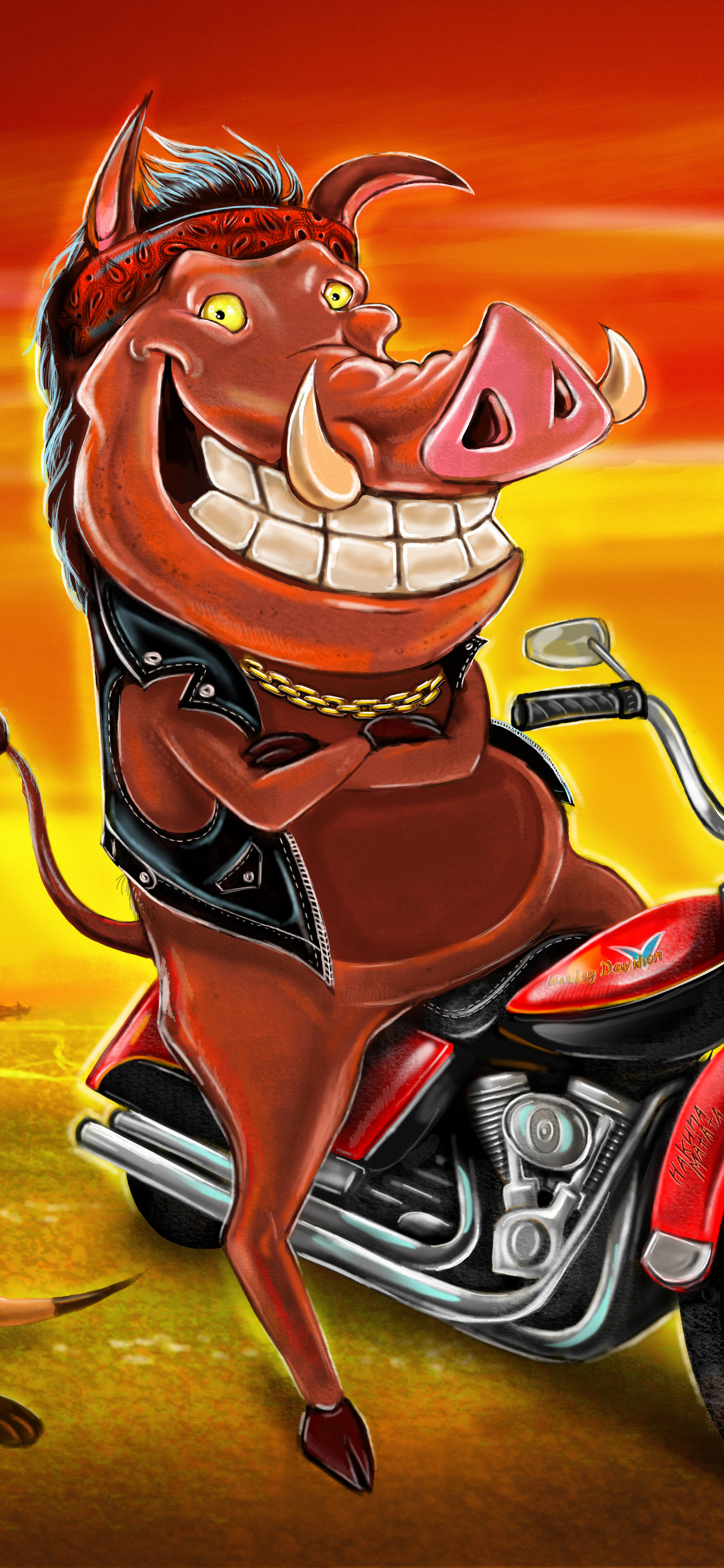 Timon and Pumbaa, TV series, Animation, Bike rider wallpaper, 1250x2690 HD Handy