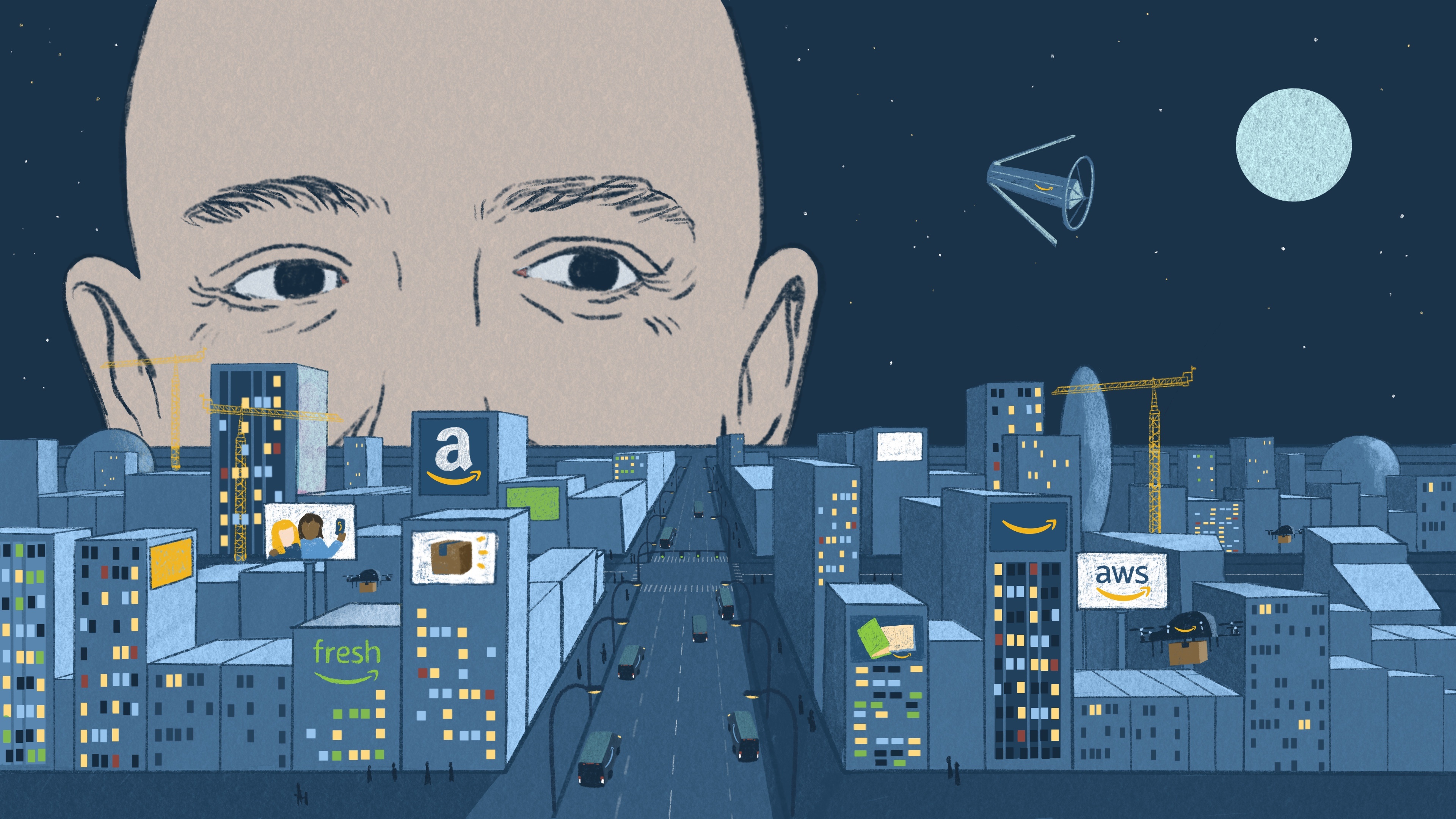 Amazon: Jeff Bezos imagining a future, Founder and executive chairman. 3840x2160 4K Wallpaper.