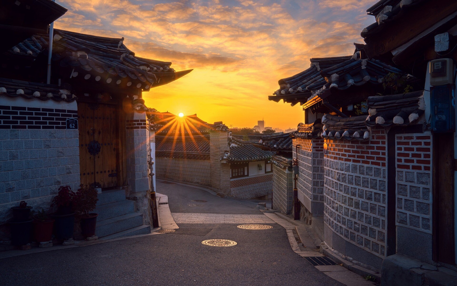 Seoul's architecture, South Korea's morning, Traditional houses, Beautiful images, 1920x1200 HD Desktop