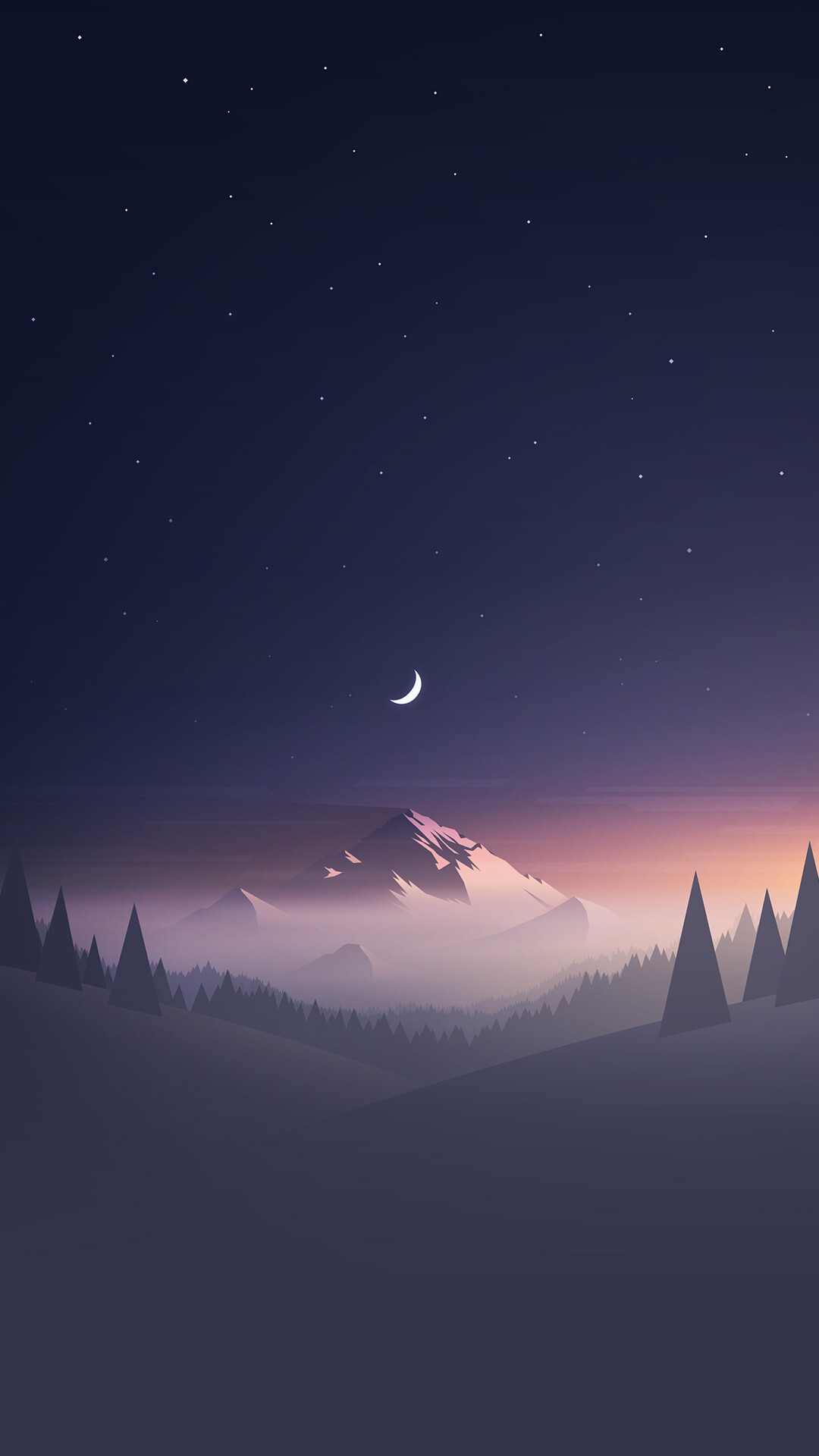 Moonlight: Celestial object, Crescent, Natural landscape. 1080x1920 Full HD Wallpaper.