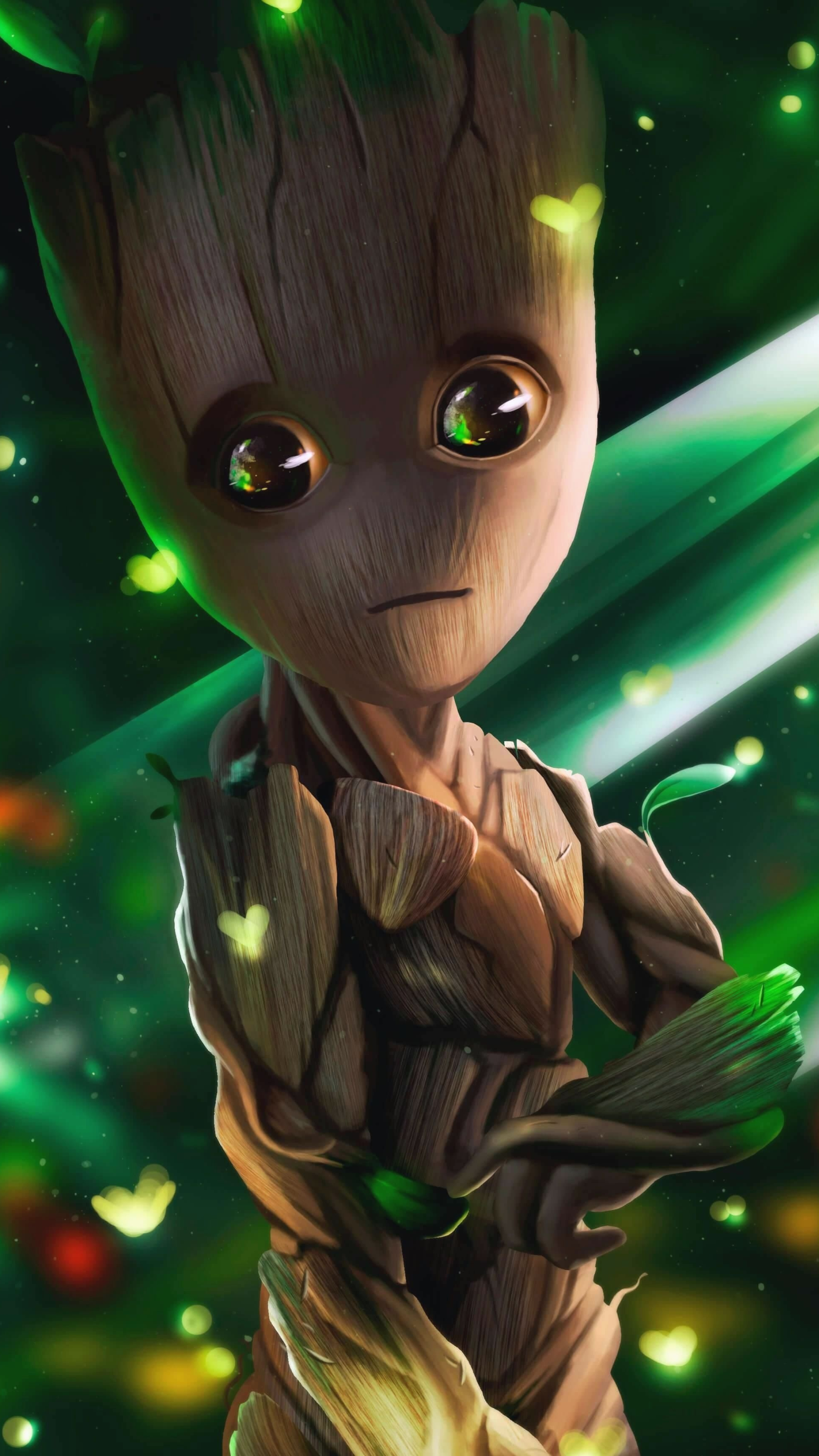 Marvel superhero, Baby Groot, Adorable character, Guardians of the Galaxy, 2160x3840 4K Phone