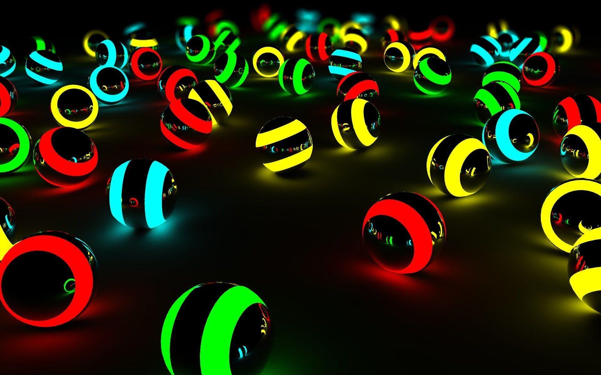 Glow in the Dark: Neon circle pattern, Colorful balls, Glowing spheres. 1920x1200 HD Wallpaper.
