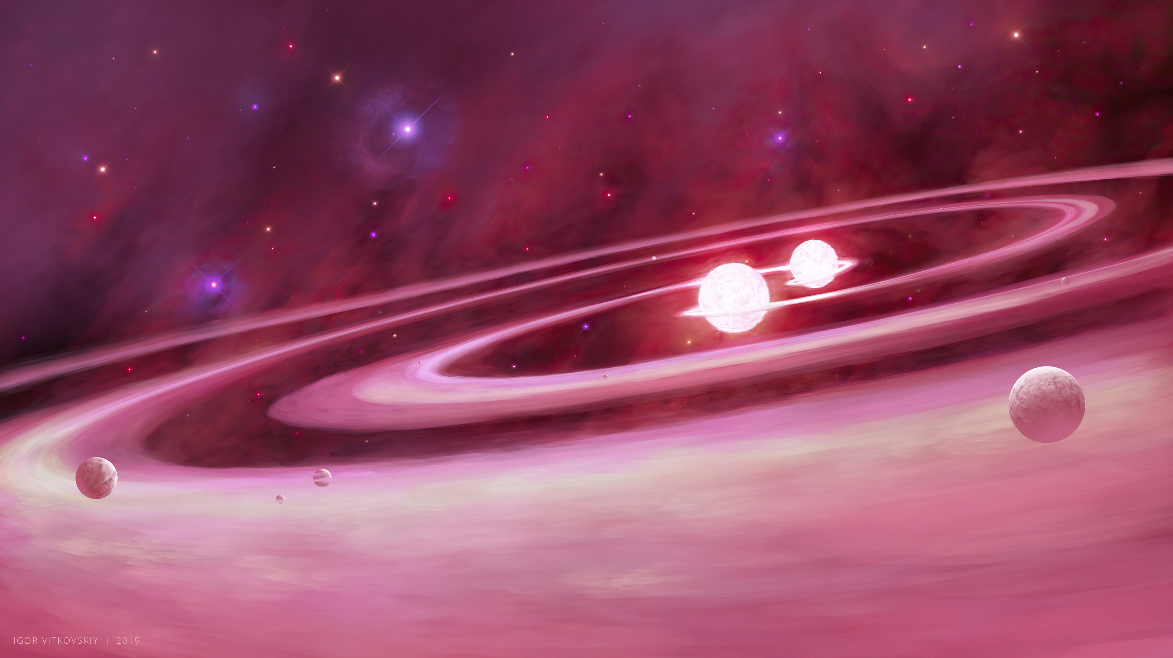 Cosmos, Pink galaxy, 1600x900 resolution, 3840x2160 HD Desktop